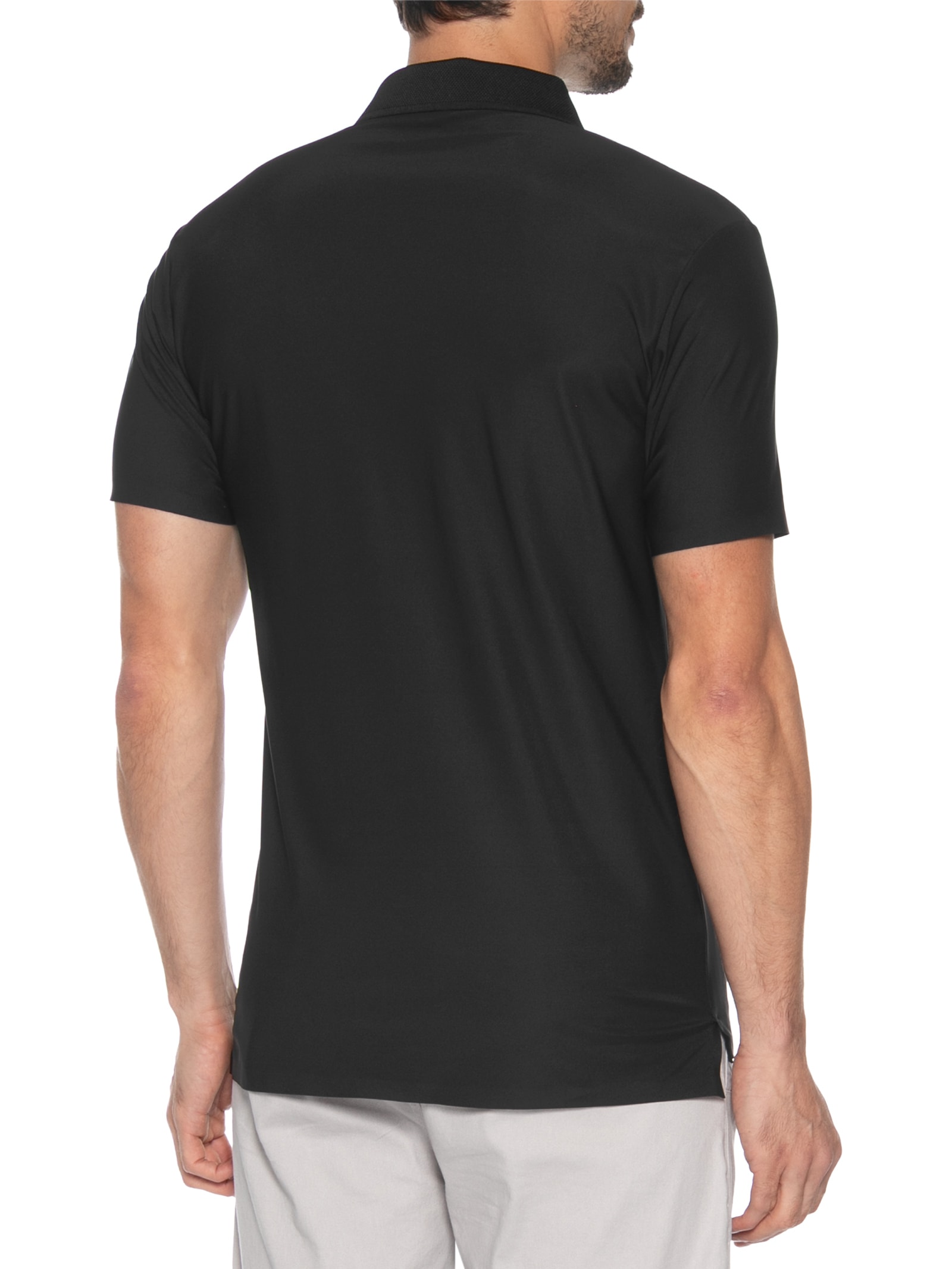 Polo Masculina Malha Sem Costura Preto Basiq Men