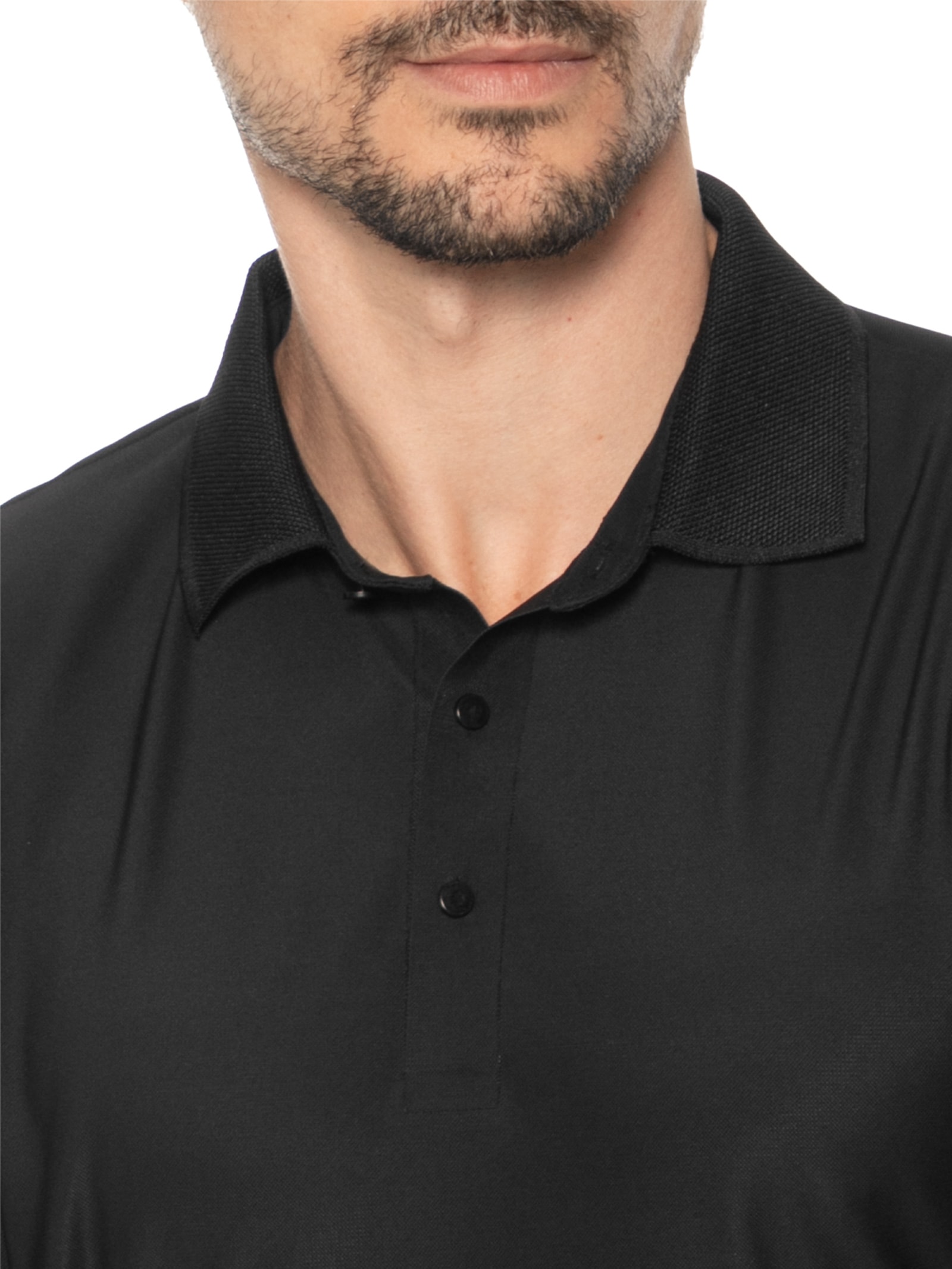 Polo Masculina Malha Sem Costura Preto Basiq Men