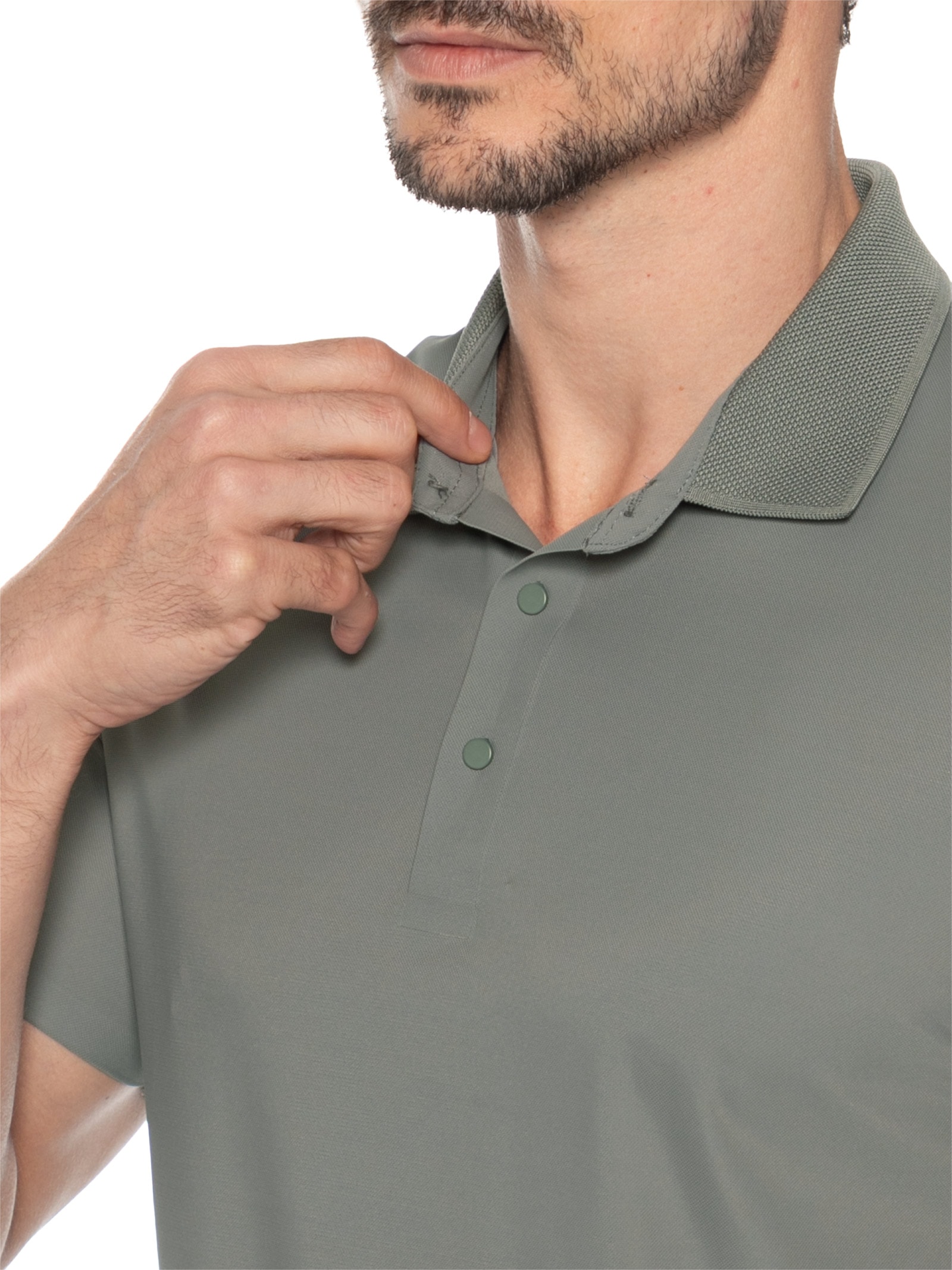 Polo Masculina Malha Sem Costura Verde Basiq Men
