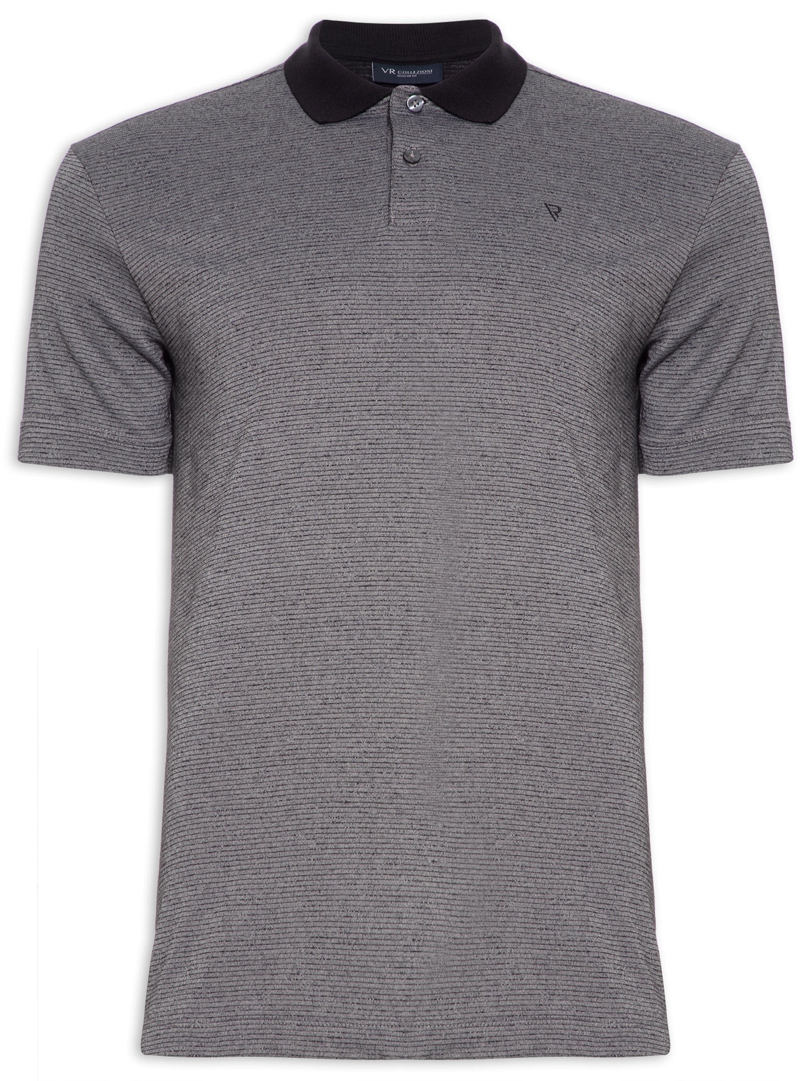 Polo Masculina Malha Texture Stripe Cinza Vr