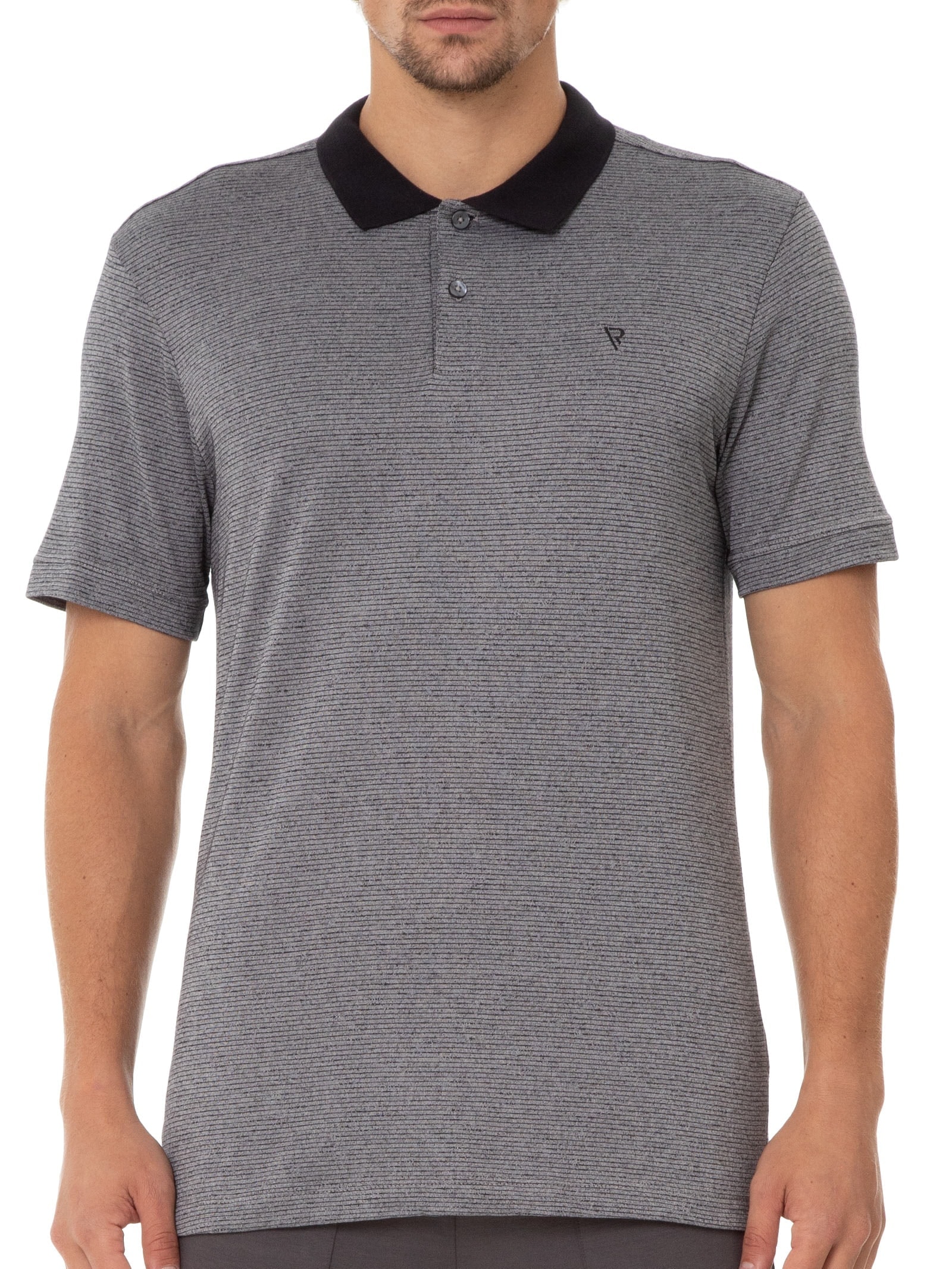 Polo Masculina Malha Texture Stripe Cinza Vr