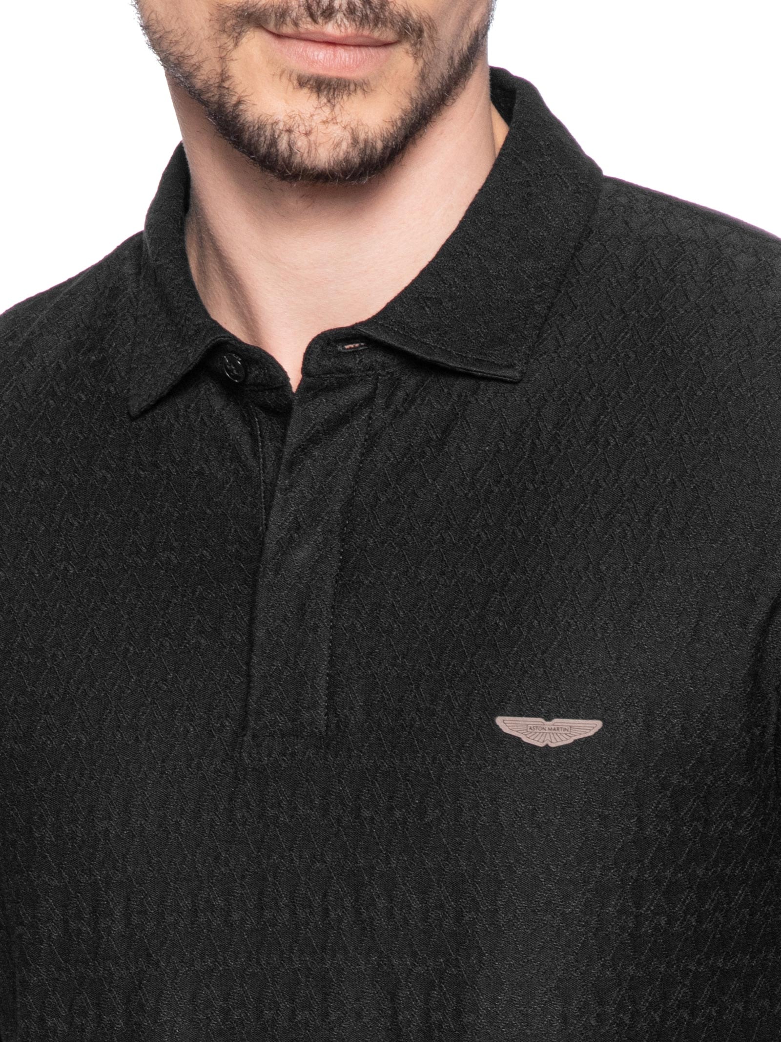 Polo Masculina Manga Curta Aston Martin L-Tracy Preto Boss
