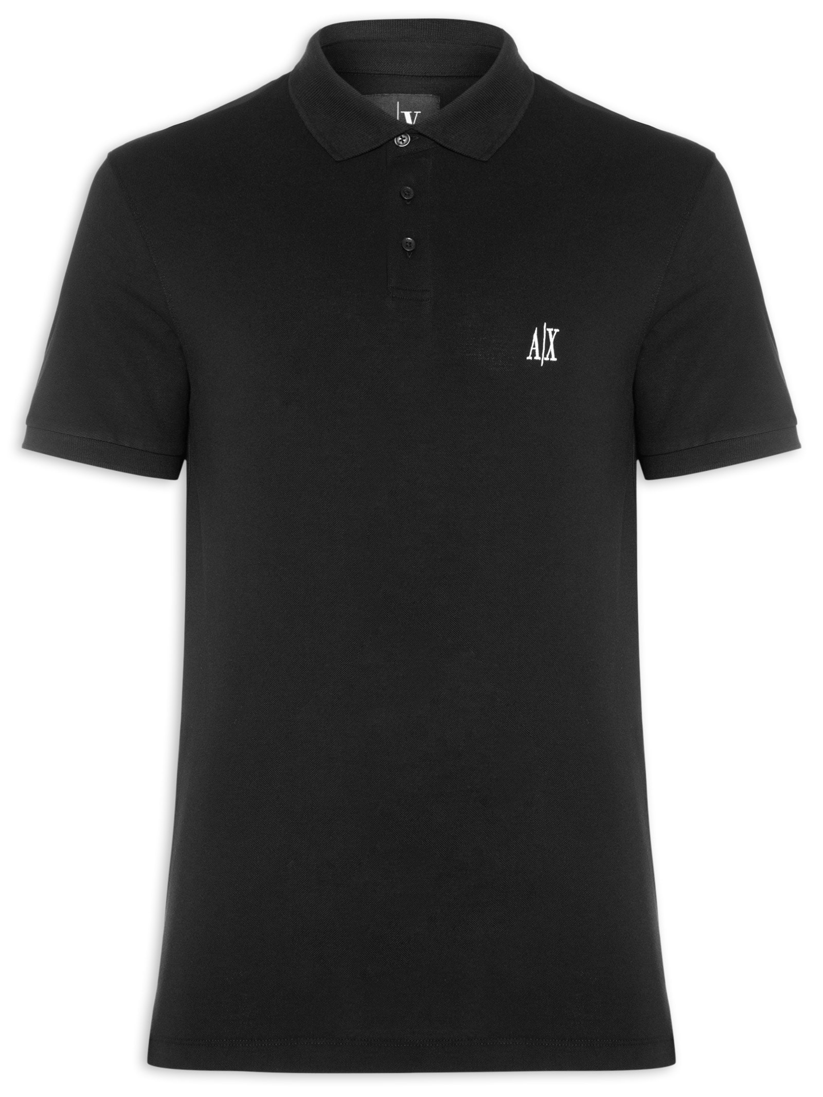 Pólo Masculina Manga Curta AX Bordado Lateral Preto Armani Exchange