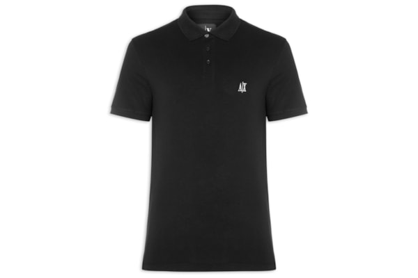 Pólo Masculina Manga Curta AX Bordado Lateral - Preto
