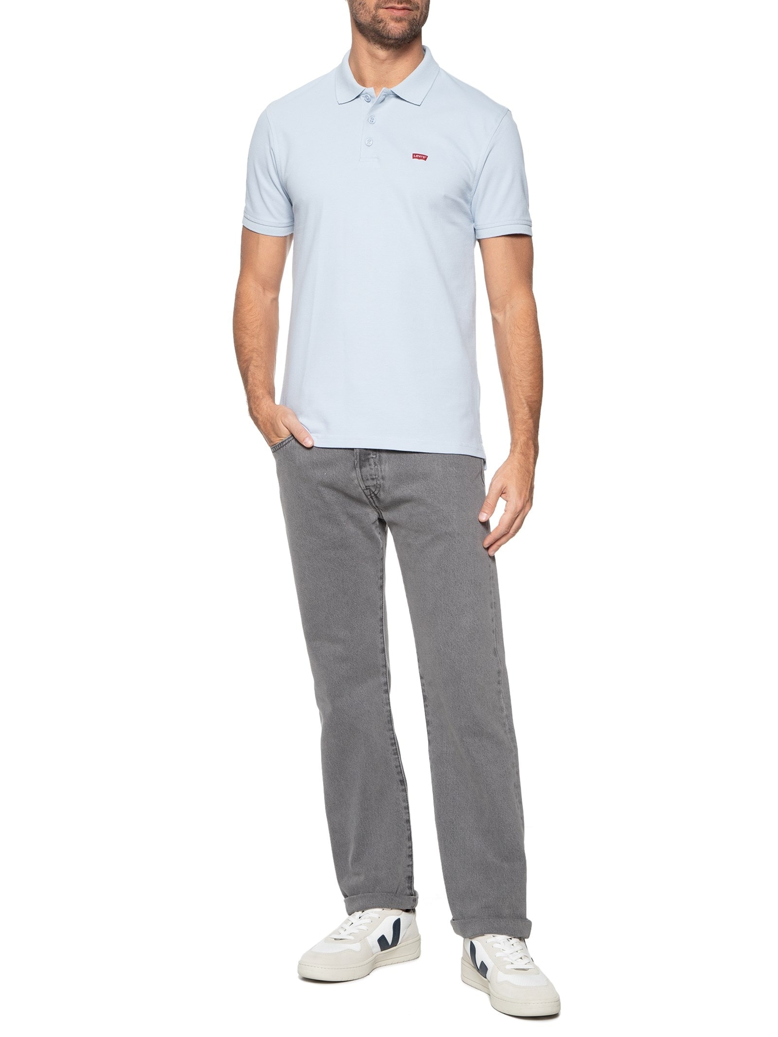 Polo Masculina Manga Curta Azul Levi's
