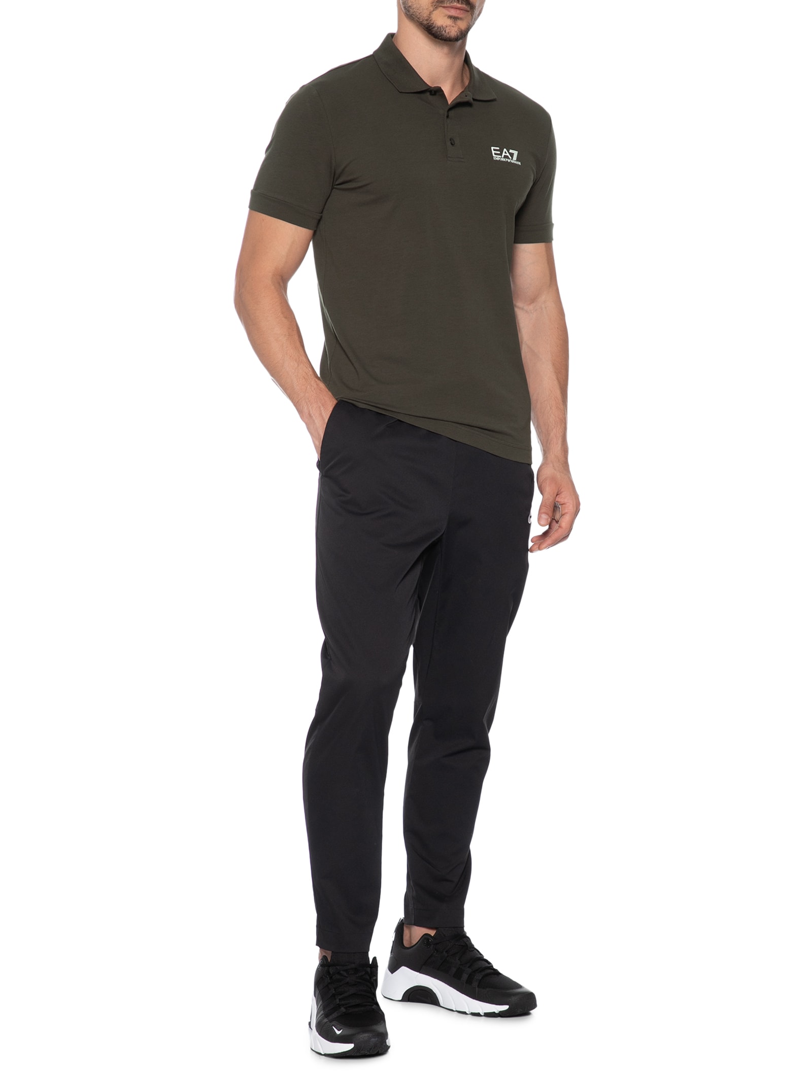 Polo Masculina Manga Curta Basic Train Core ID Marrom Ea7 Emporio Armani
