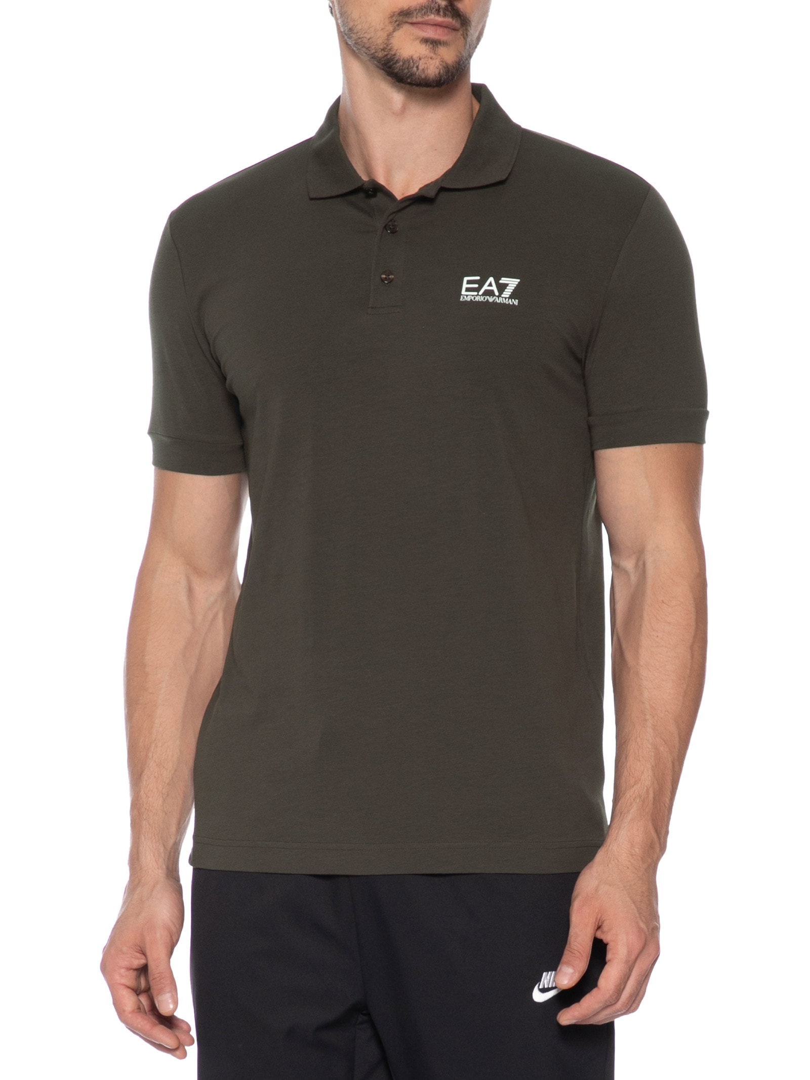 Polo Masculina Manga Curta Basic Train Core ID Marrom Ea7 Emporio Armani