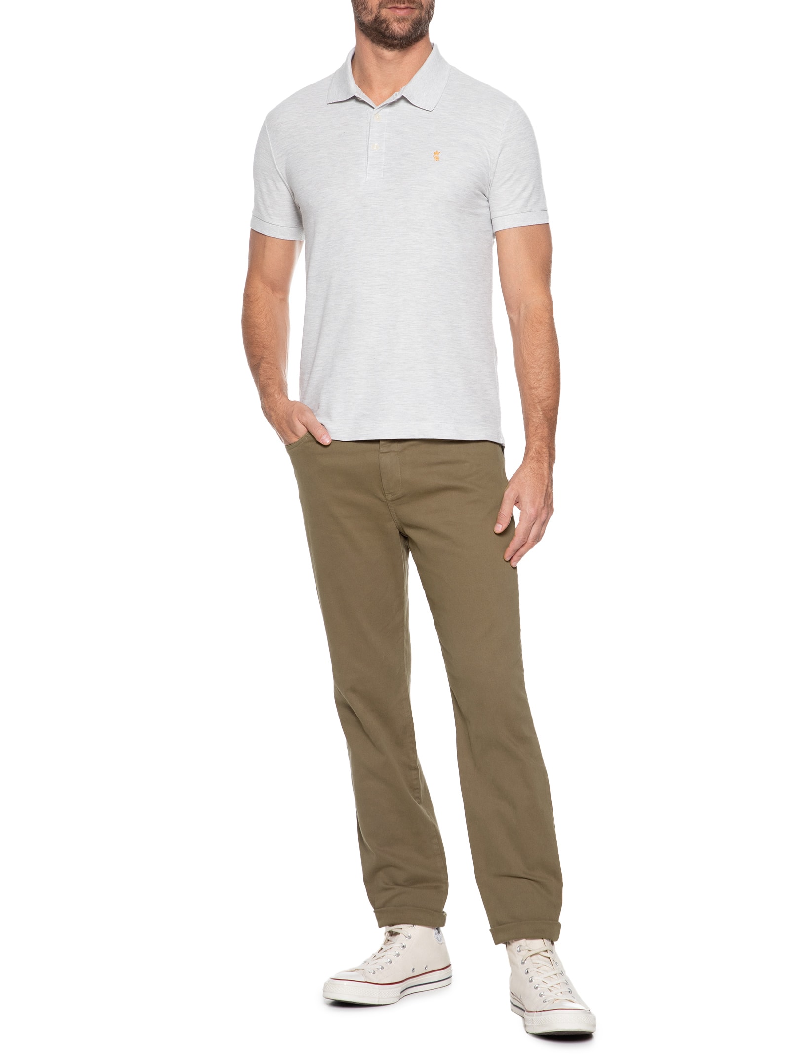 Polo Masculina Manga Curta Básica Piquet Cinza Sergio K