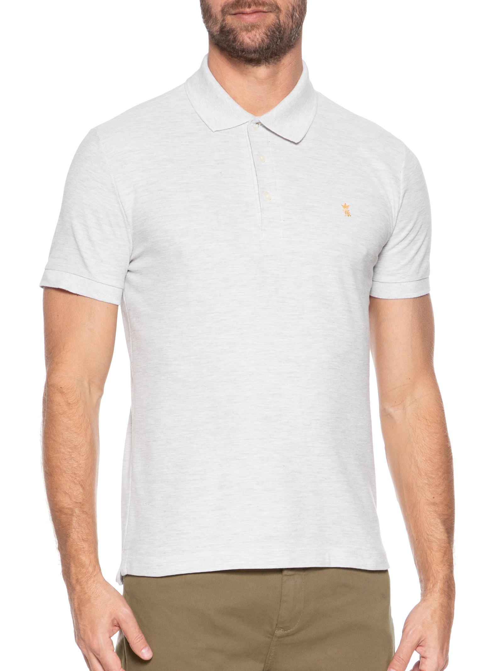 Polo Masculina Manga Curta Básica Piquet Cinza Sergio K