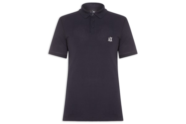 Pólo Masculina Manga Curta Bordado Lateral - Azul