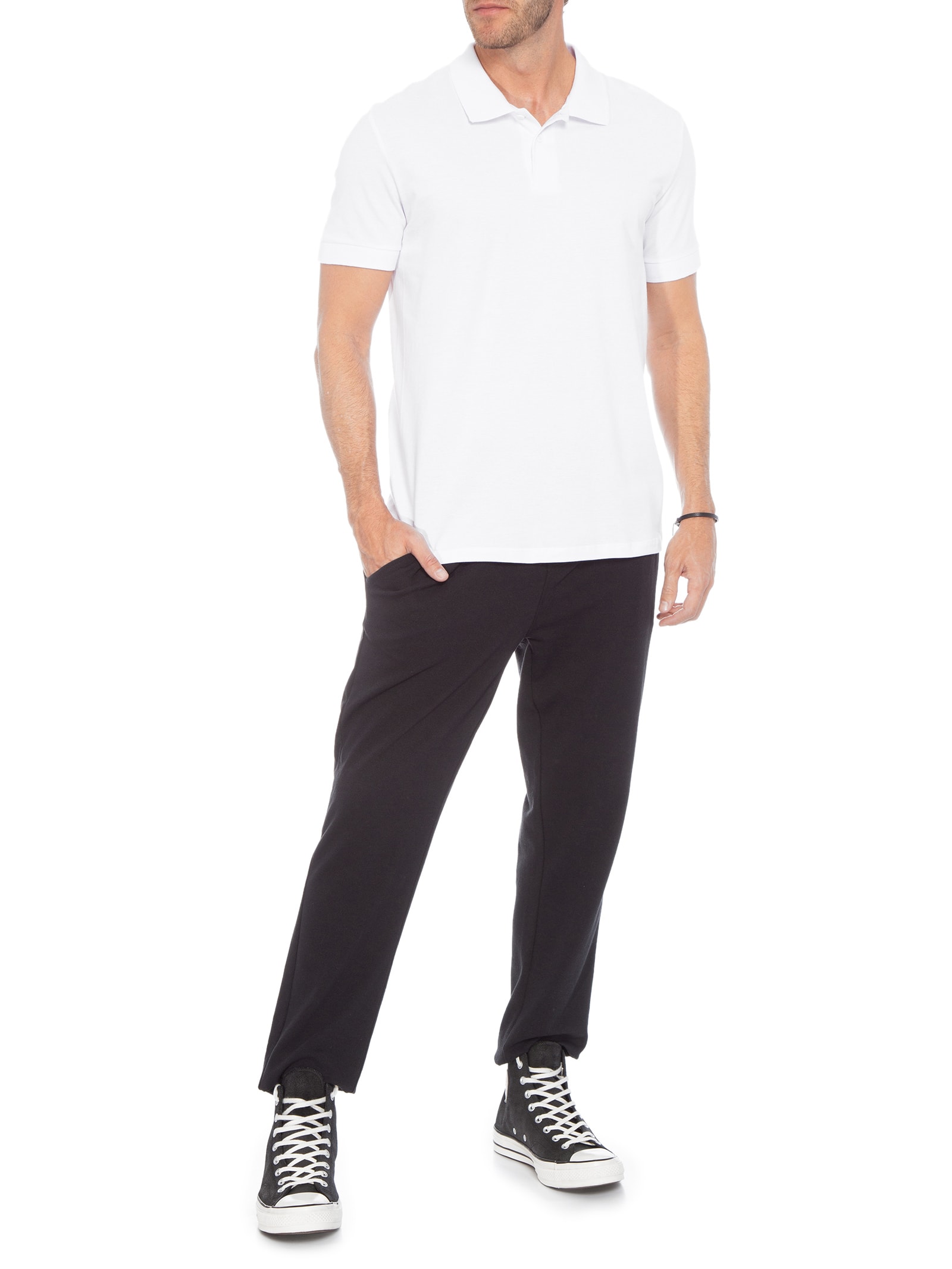 Polo Masculina Manga Curta Branco  Hering