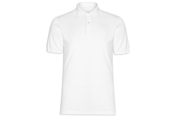Polo Masculina Manga Curta Brasão Embossed Color  - Branco
