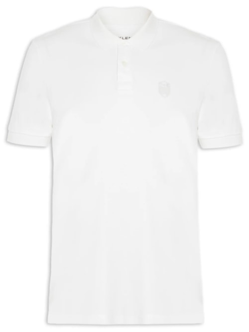Polo Masculina Manga Curta Brasão Embossed Color - Off White