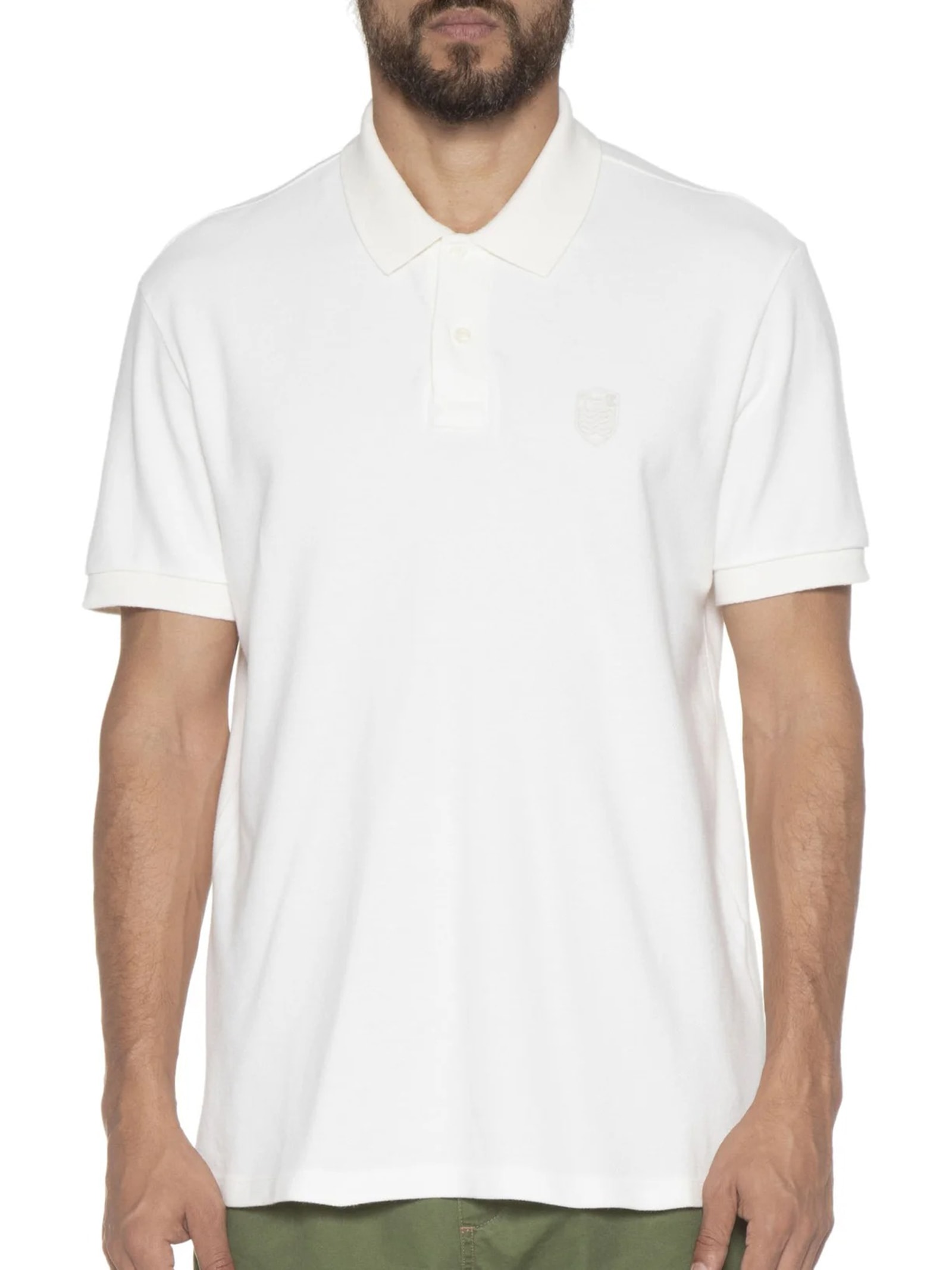 Polo Masculina Manga Curta Brasão Embossed Color Off White Osklen