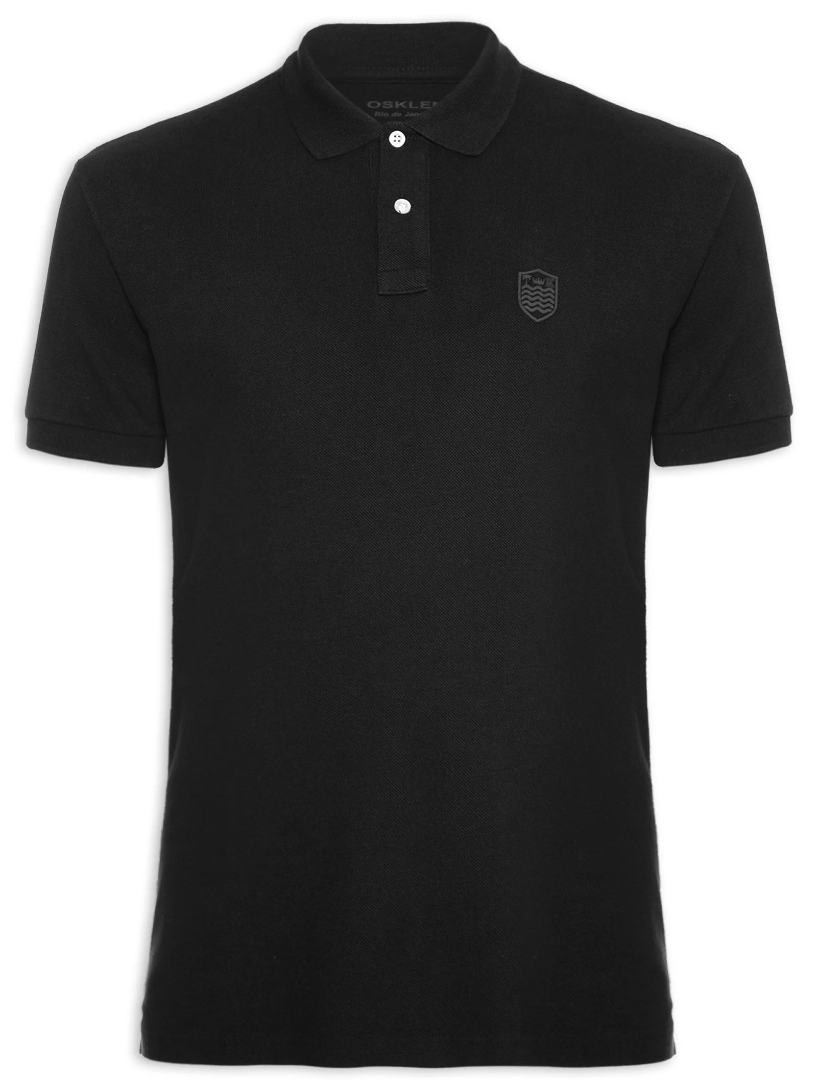 Pólo Masculina Manga Curta Brasão Embossed Color Preto Osklen