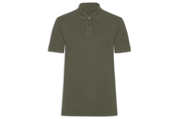 Polo Masculina Manga Curta Brasão Embossed Color - Verde