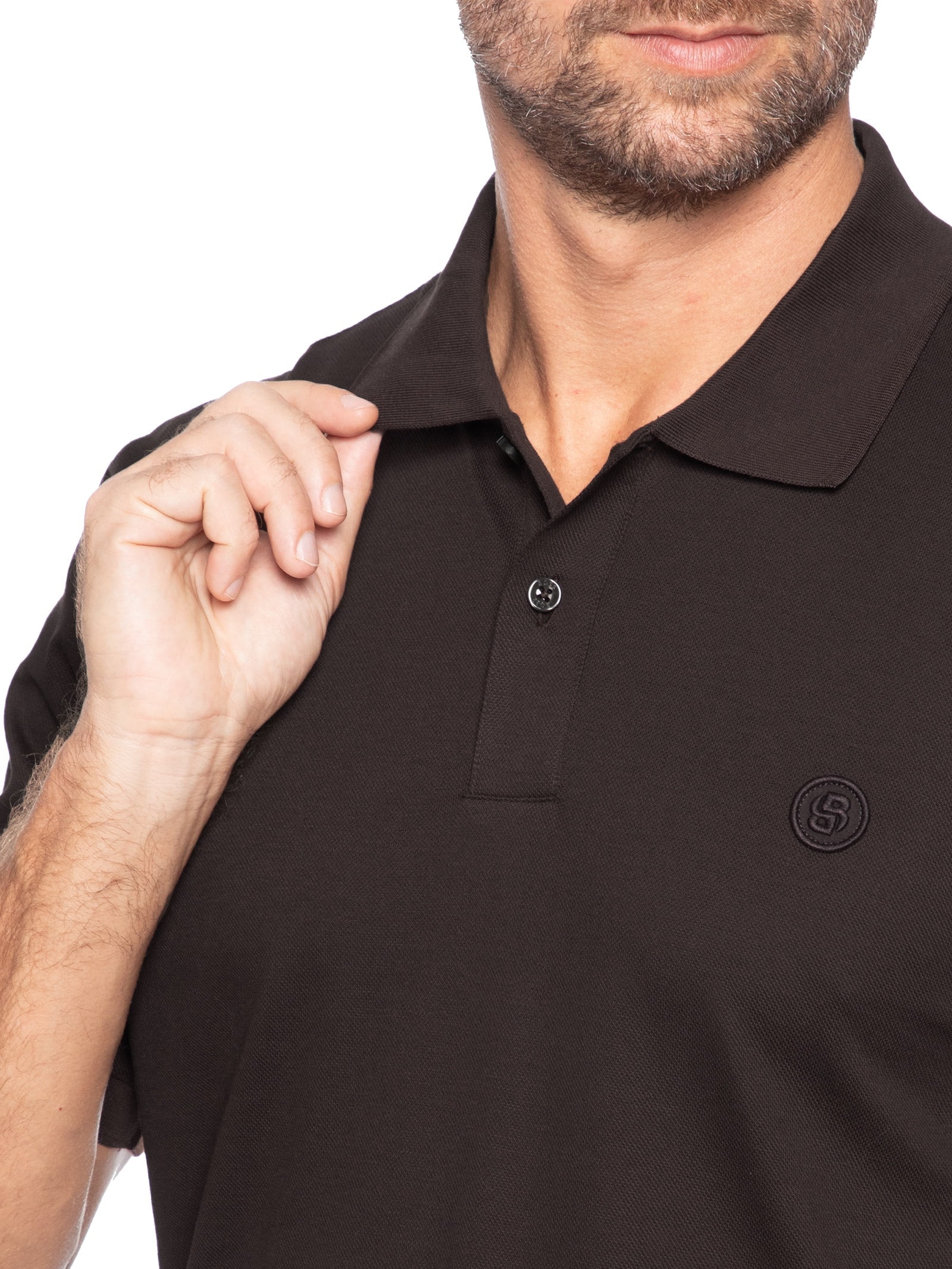 Polo Masculina Manga Curta C-Parris 98 Regular fit  Marrom Boss
