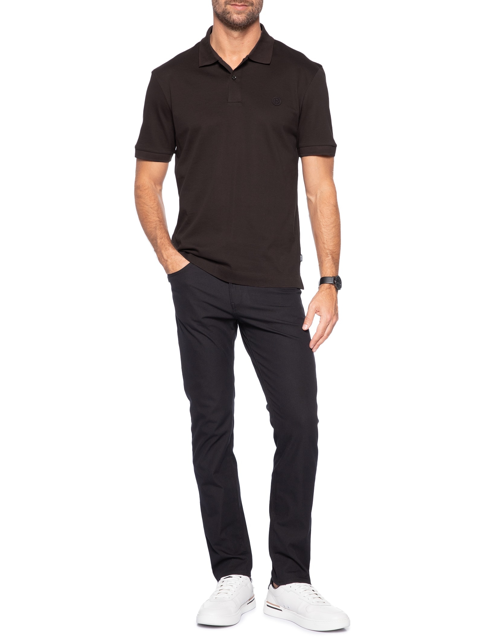 Polo Masculina Manga Curta C-Parris 98 Regular fit  Marrom Boss