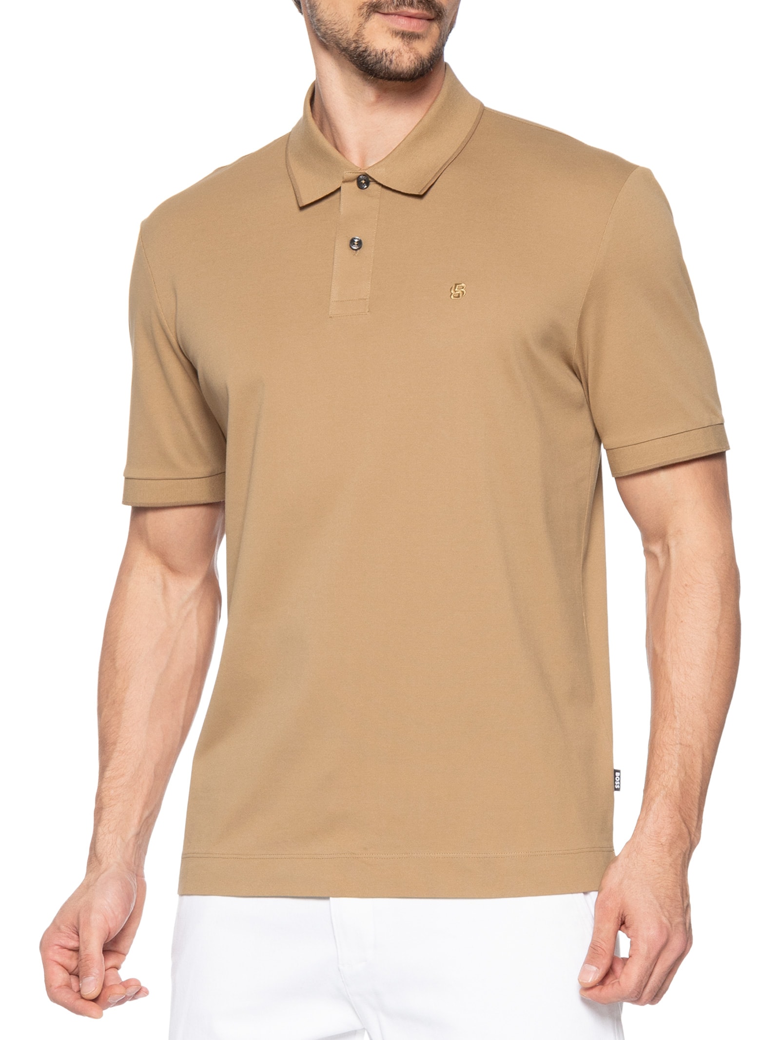 Polo Masculina Manga Curta C-Parris Bege Boss