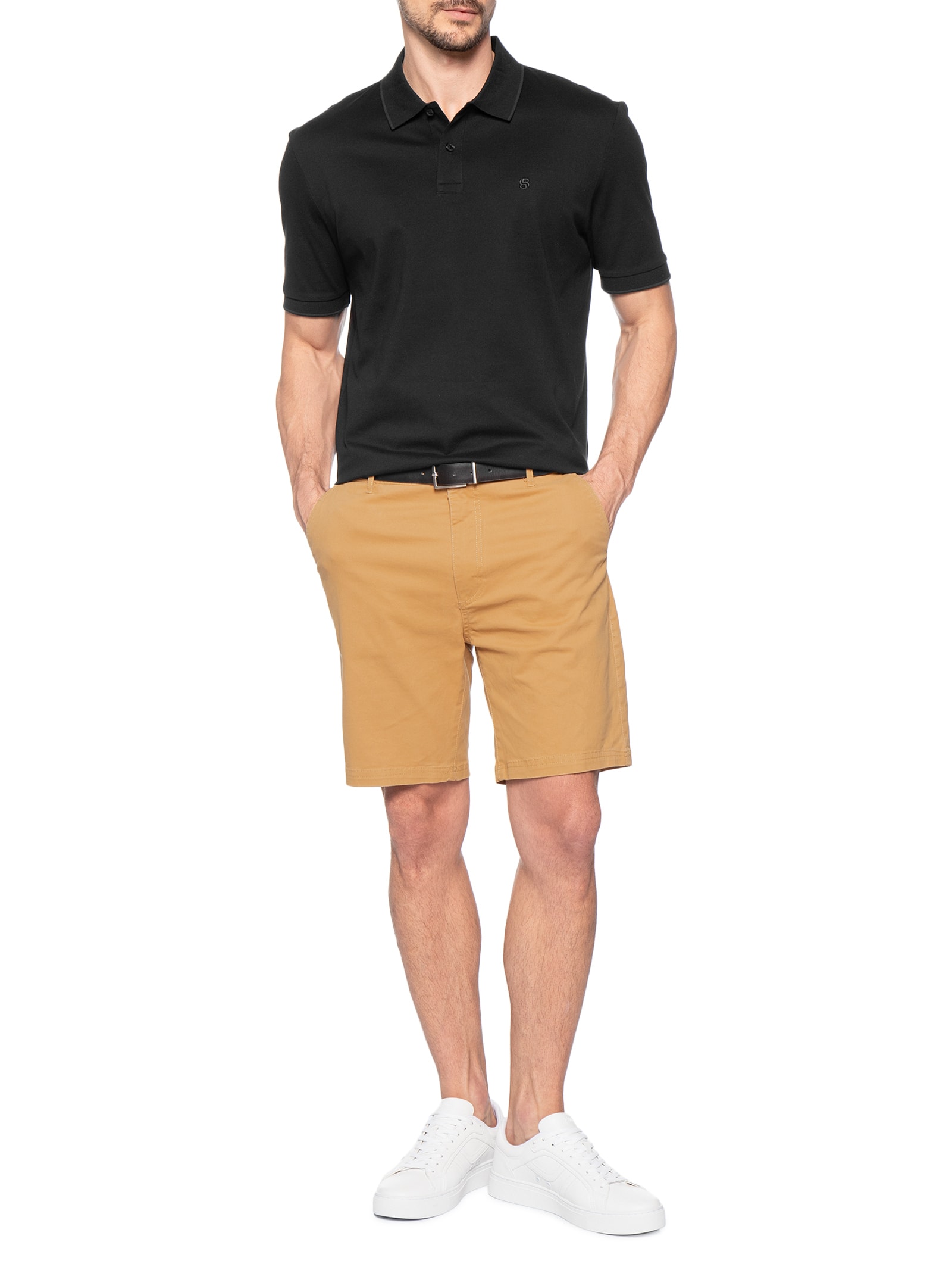 Polo Masculina Manga Curta C-Parris Preto Boss