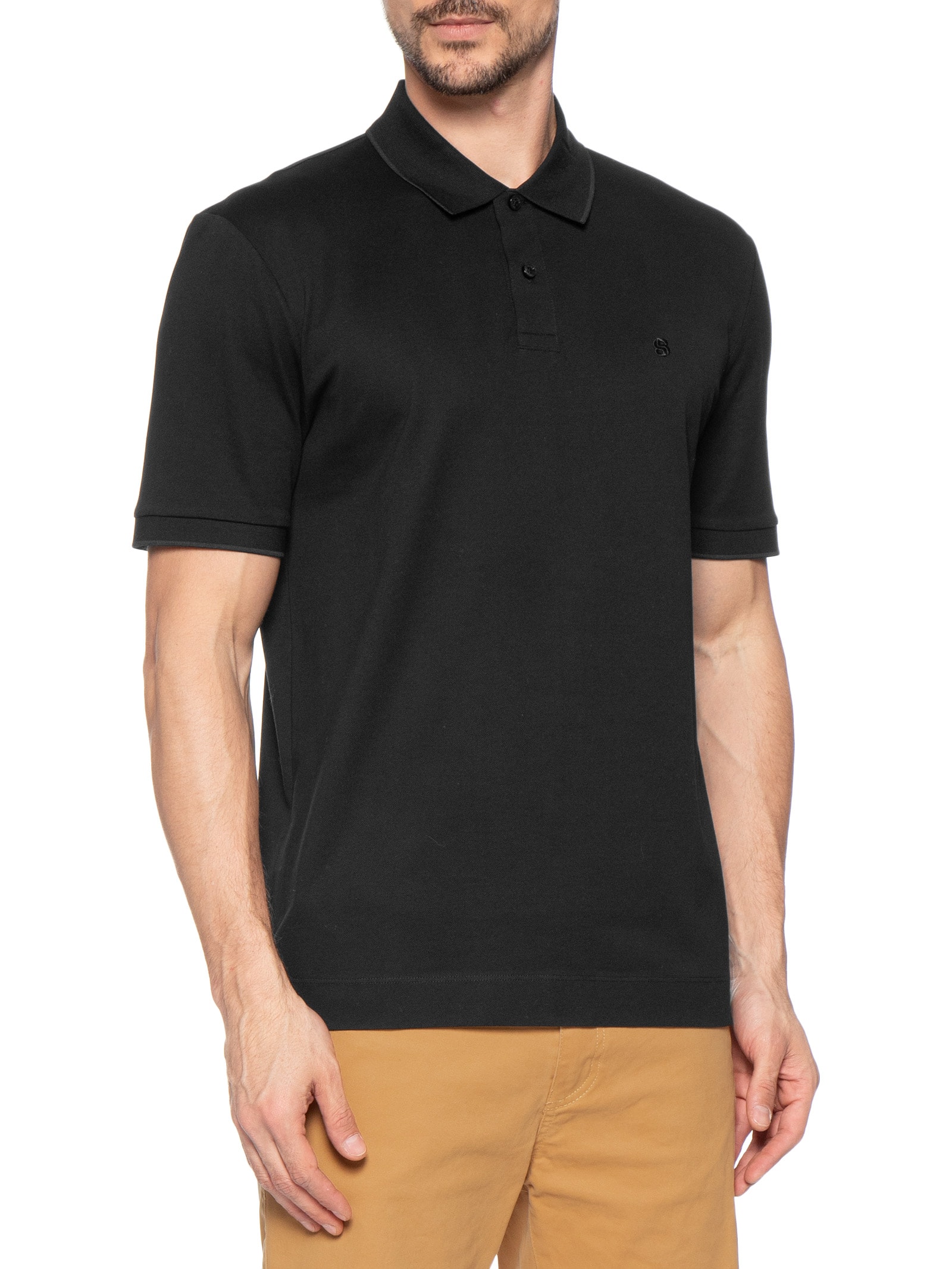 Polo Masculina Manga Curta C-Parris Preto Boss