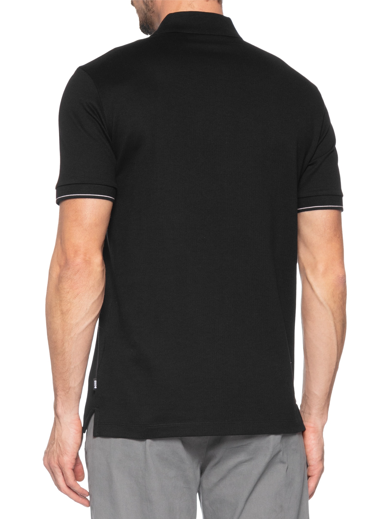 Polo Masculina Manga Curta C-Pei Preto Boss