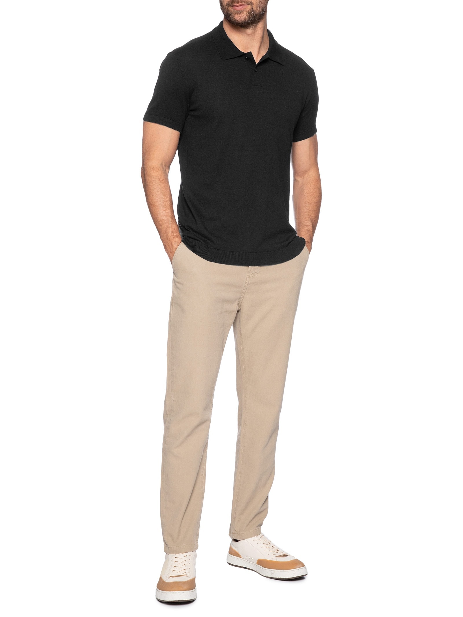 Pólo Masculina Manga Curta Classic Cotton Shirt Preto Osklen