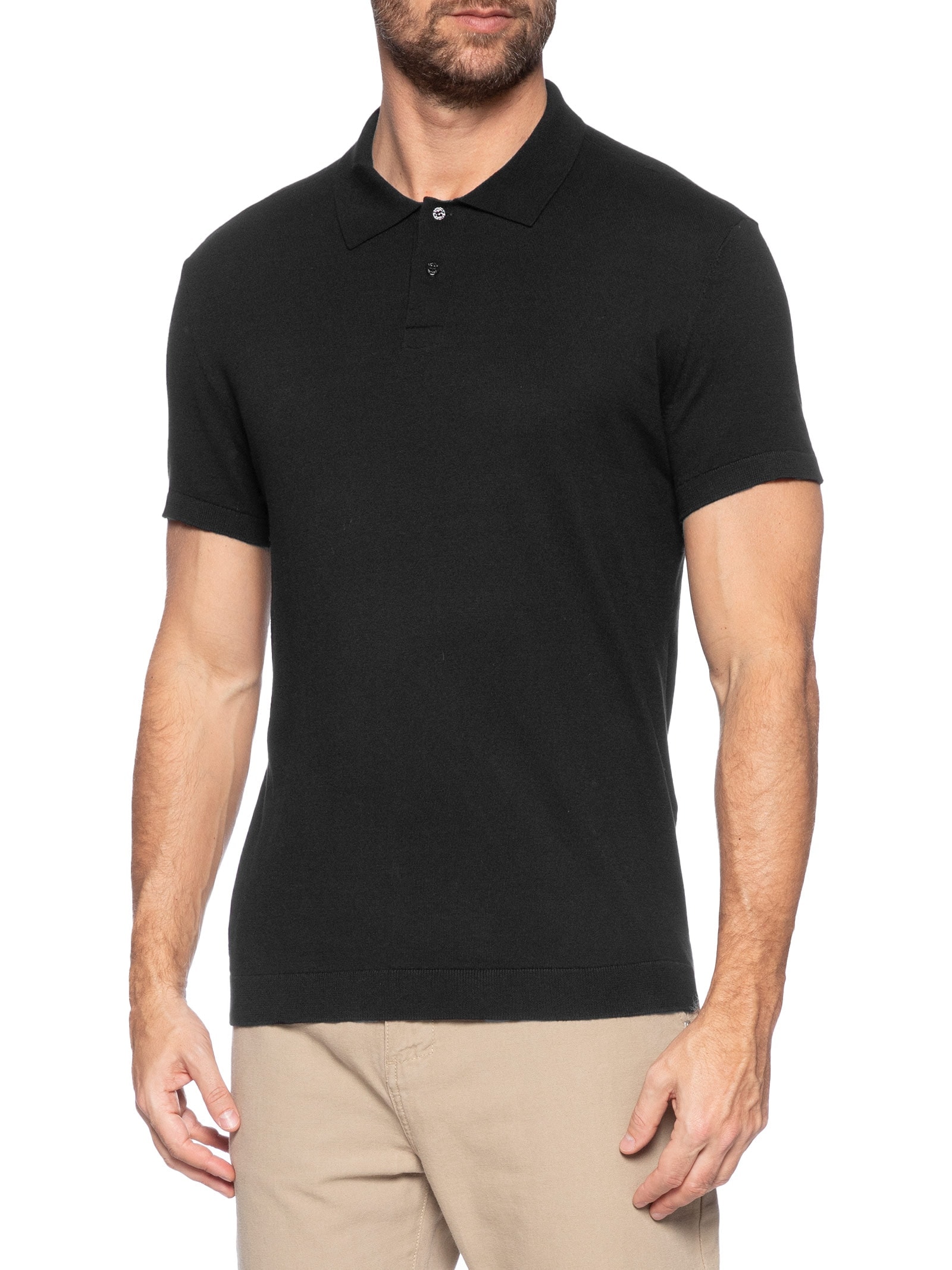 Pólo Masculina Manga Curta Classic Cotton Shirt Preto Osklen