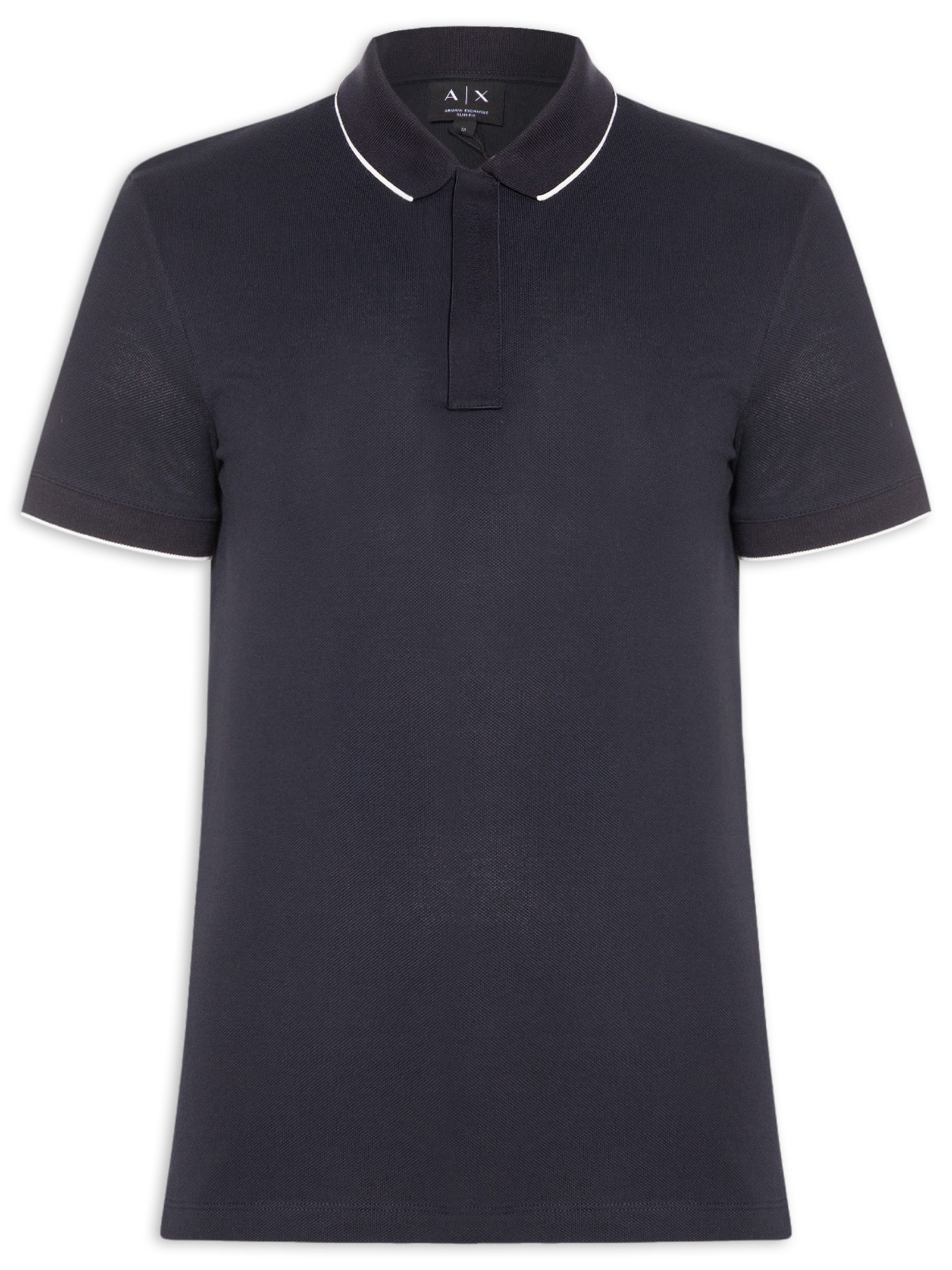 Pólo Masculina Manga Curta Colarinho Fechado Azul Armani Exchange