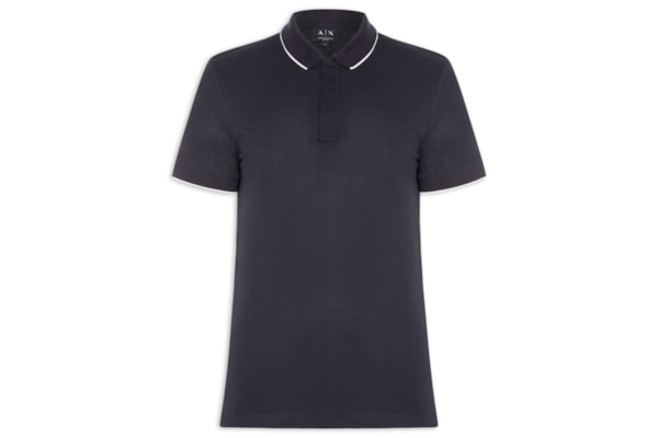 Pólo Masculina Manga Curta Colarinho Fechado - Azul