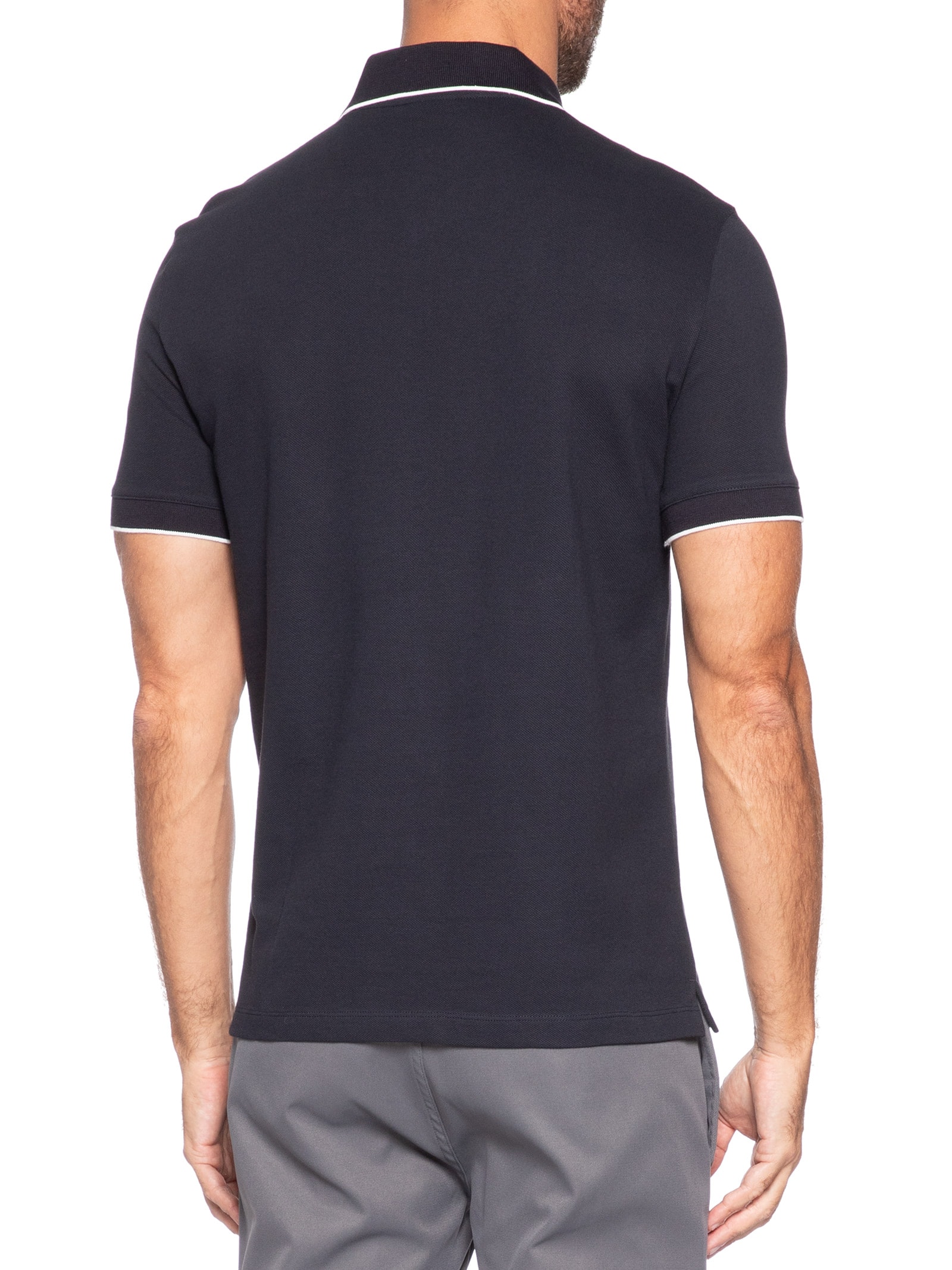 Pólo Masculina Manga Curta Colarinho Fechado Azul Armani Exchange