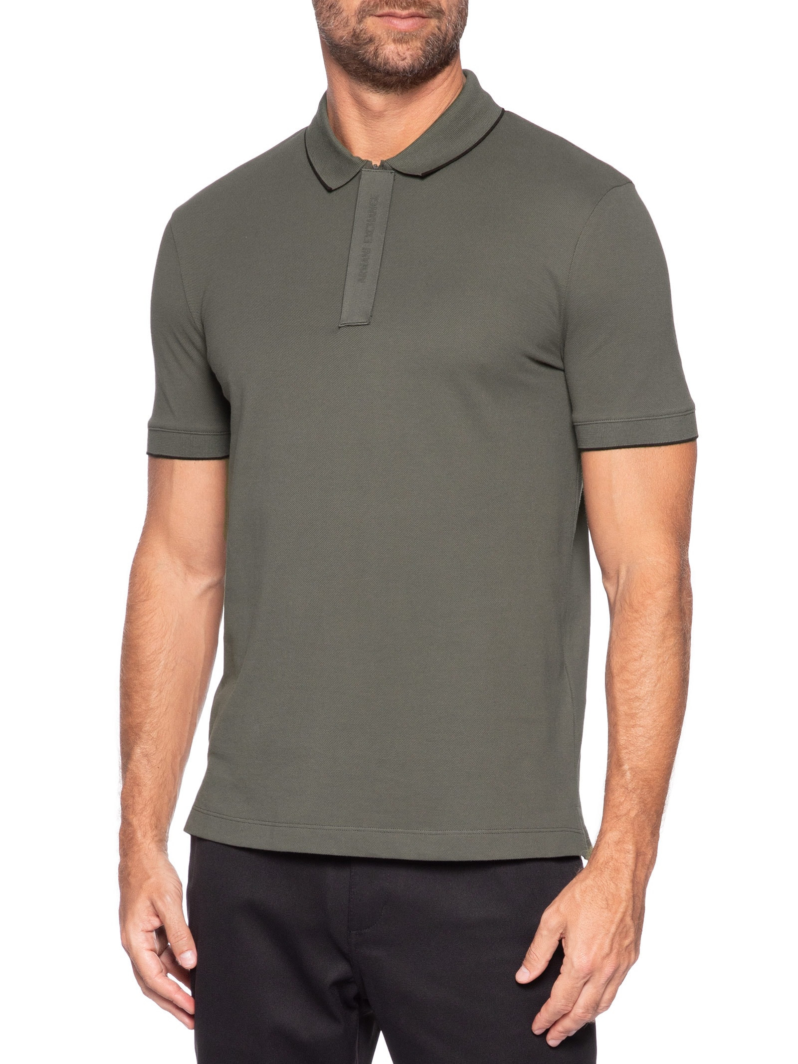 Pólo Masculina Manga Curta Colarinho Fechado Verde Armani Exchange