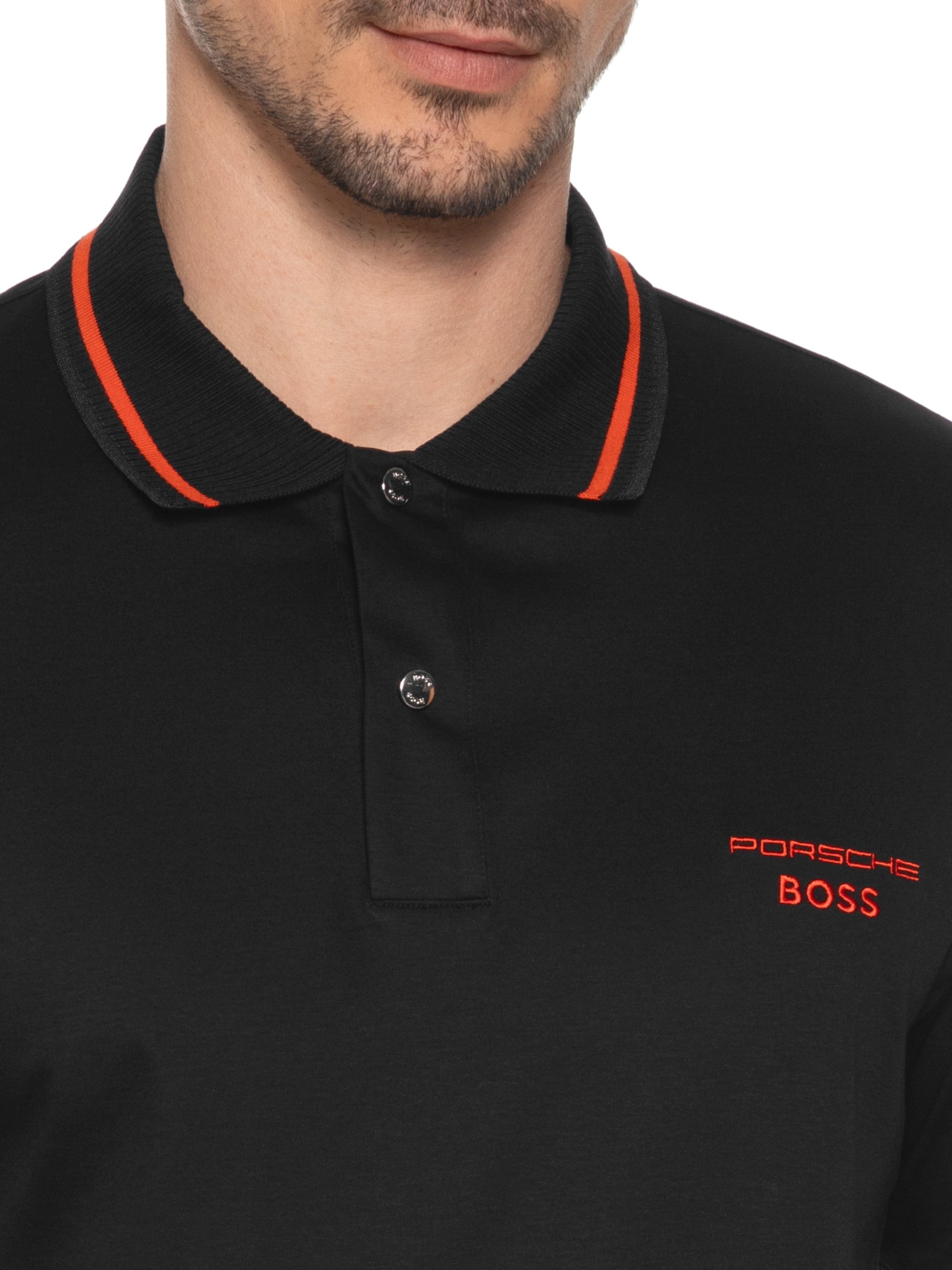 Polo Masculina Manga Curta Collab Porsch Preto Boss