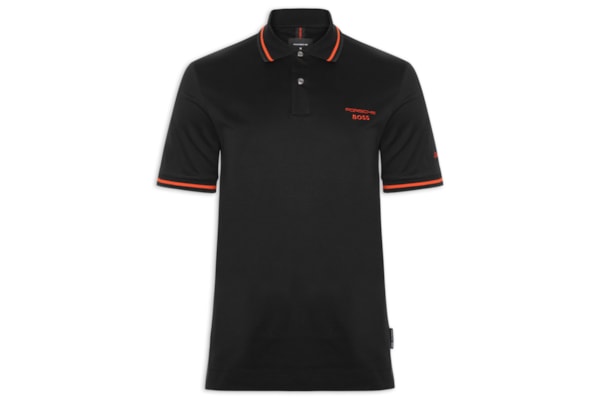 Polo Masculina Manga Curta Collab Porsch - Preto