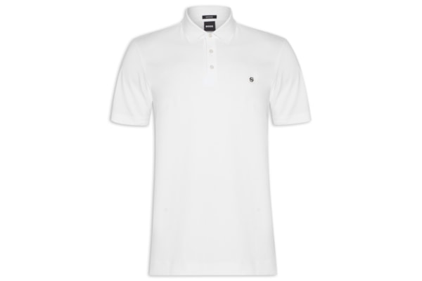 Polo Masculina Manga Curta com Aplique C-Parris - Branco