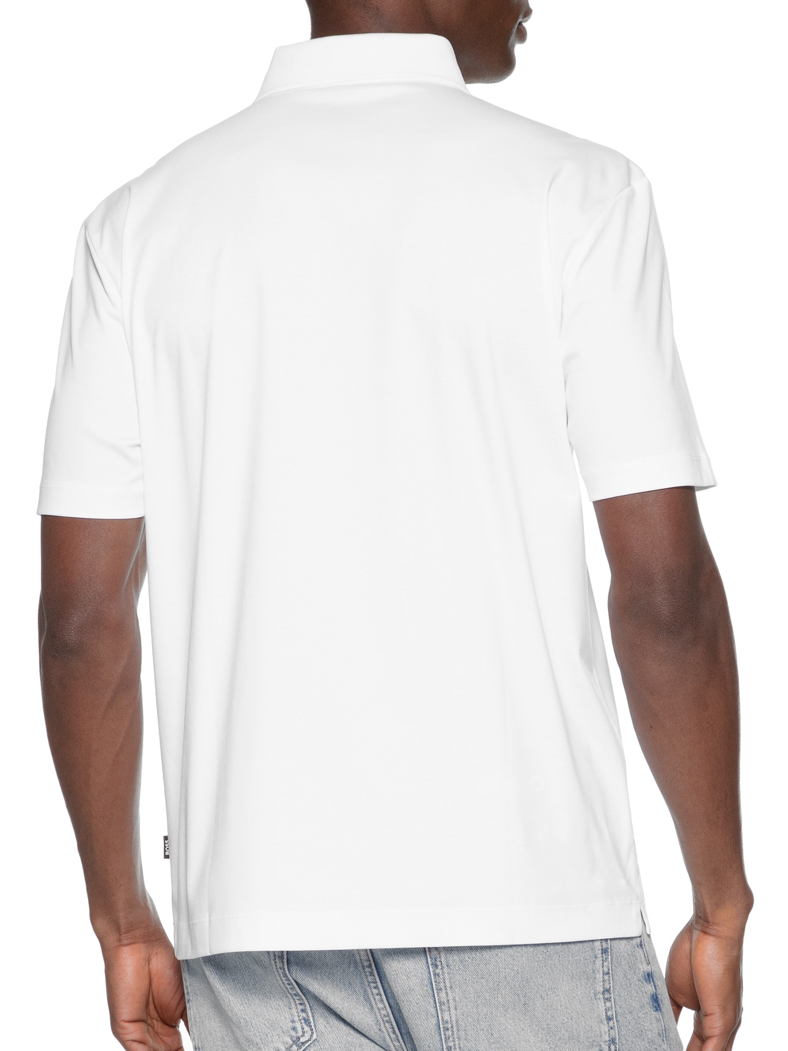 Polo Masculina Manga Curta com Aplique C-Parris Branco Boss