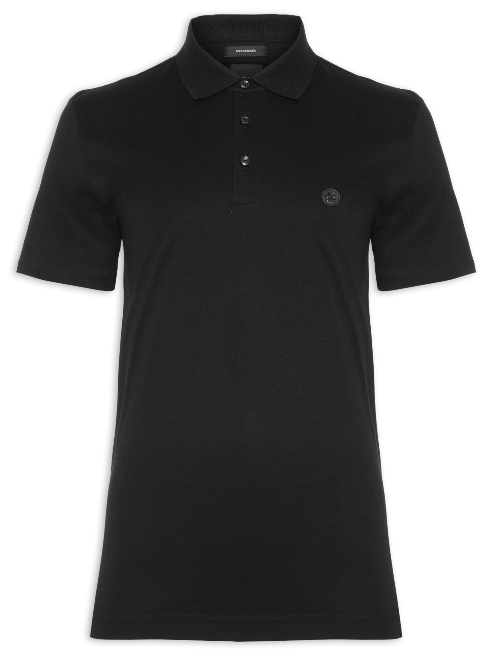 Polo Masculina Manga Curta com Aplique C-Parris Preto Boss