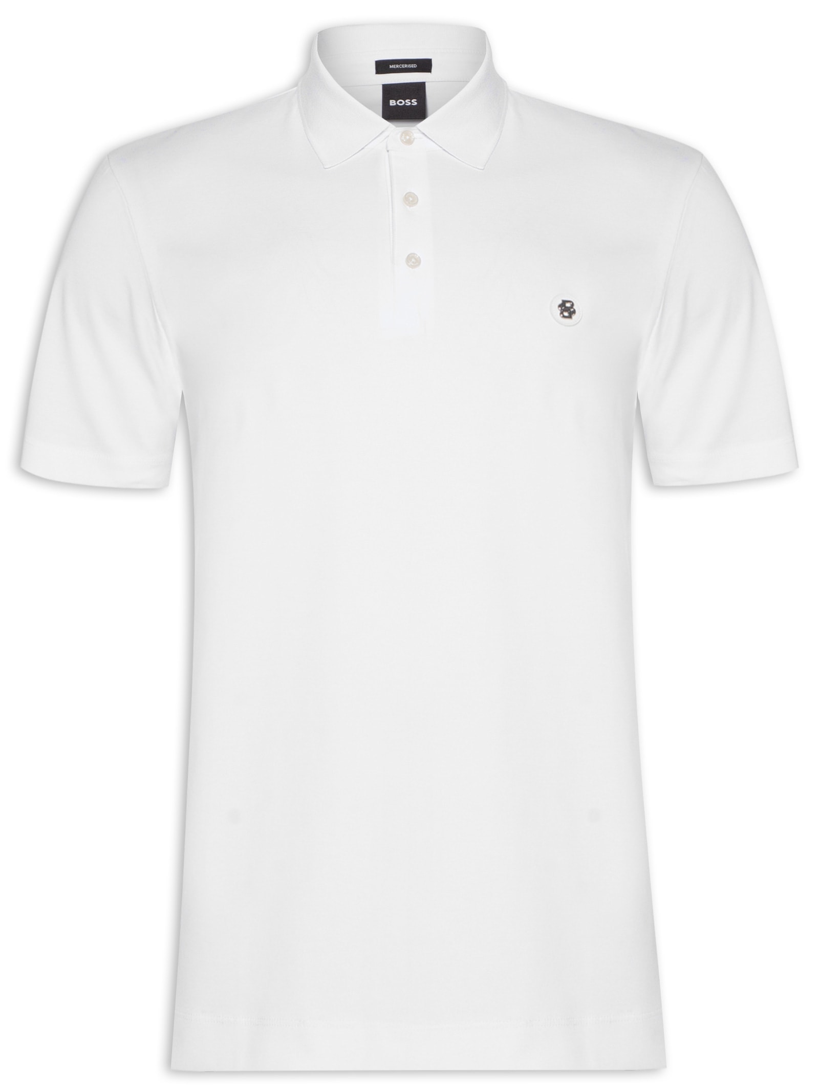 Polo Masculina Manga Curta com Aplique C-Parris Regular fit Branco Boss