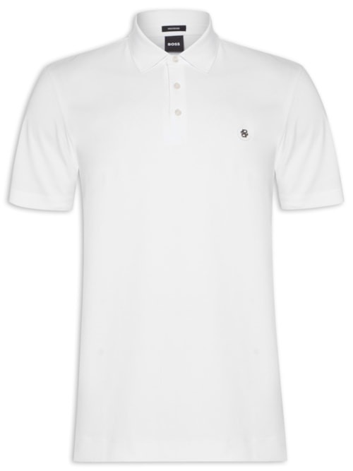 Polo Masculina Manga Curta com Aplique C-Parris Regular fit – Branco