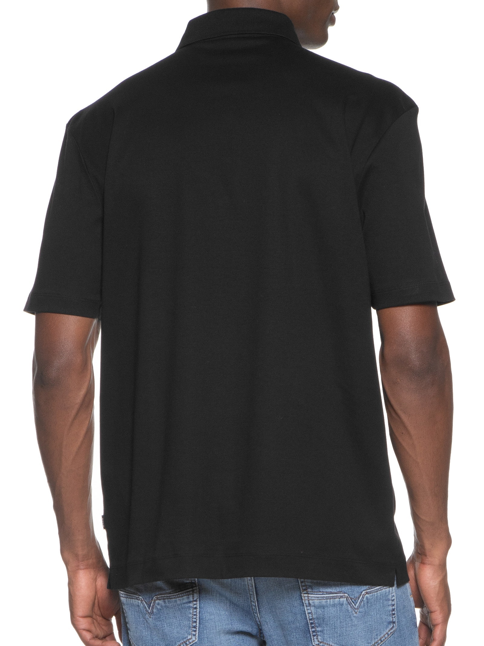 Polo Masculina Manga Curta com Aplique C-Parris Regular fit Preto Boss