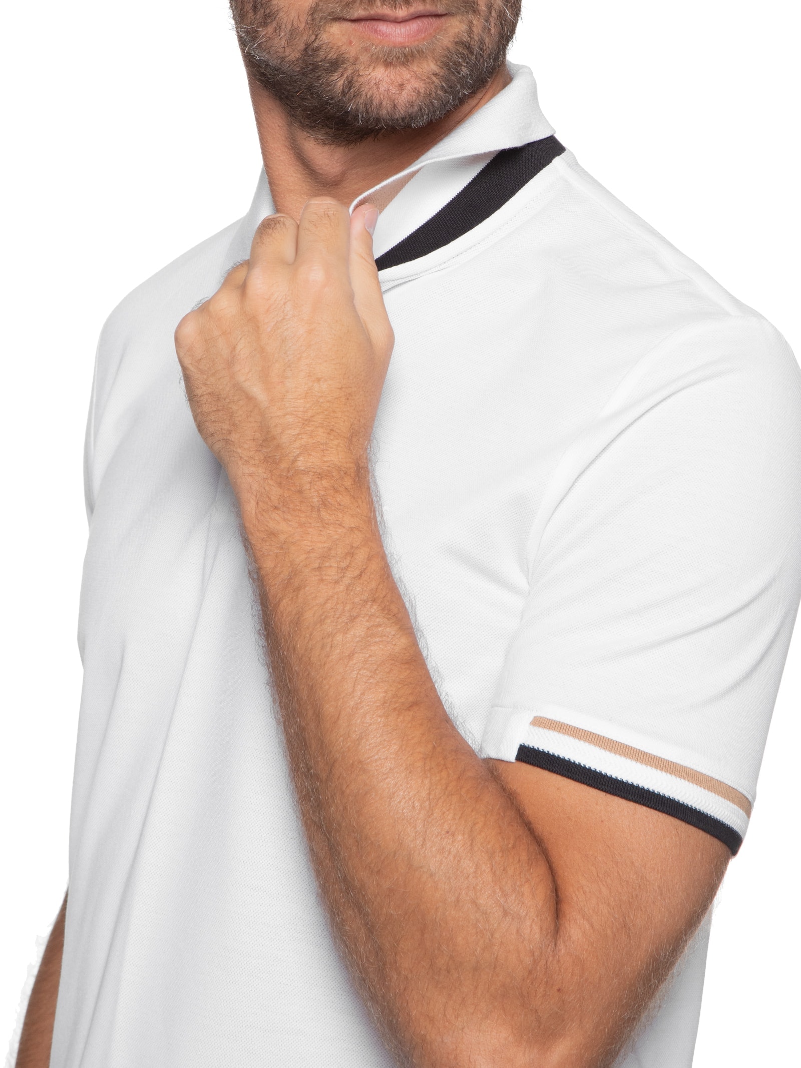 Polo Masculina Manga Curta com Friso Parlay 147 Off White Boss