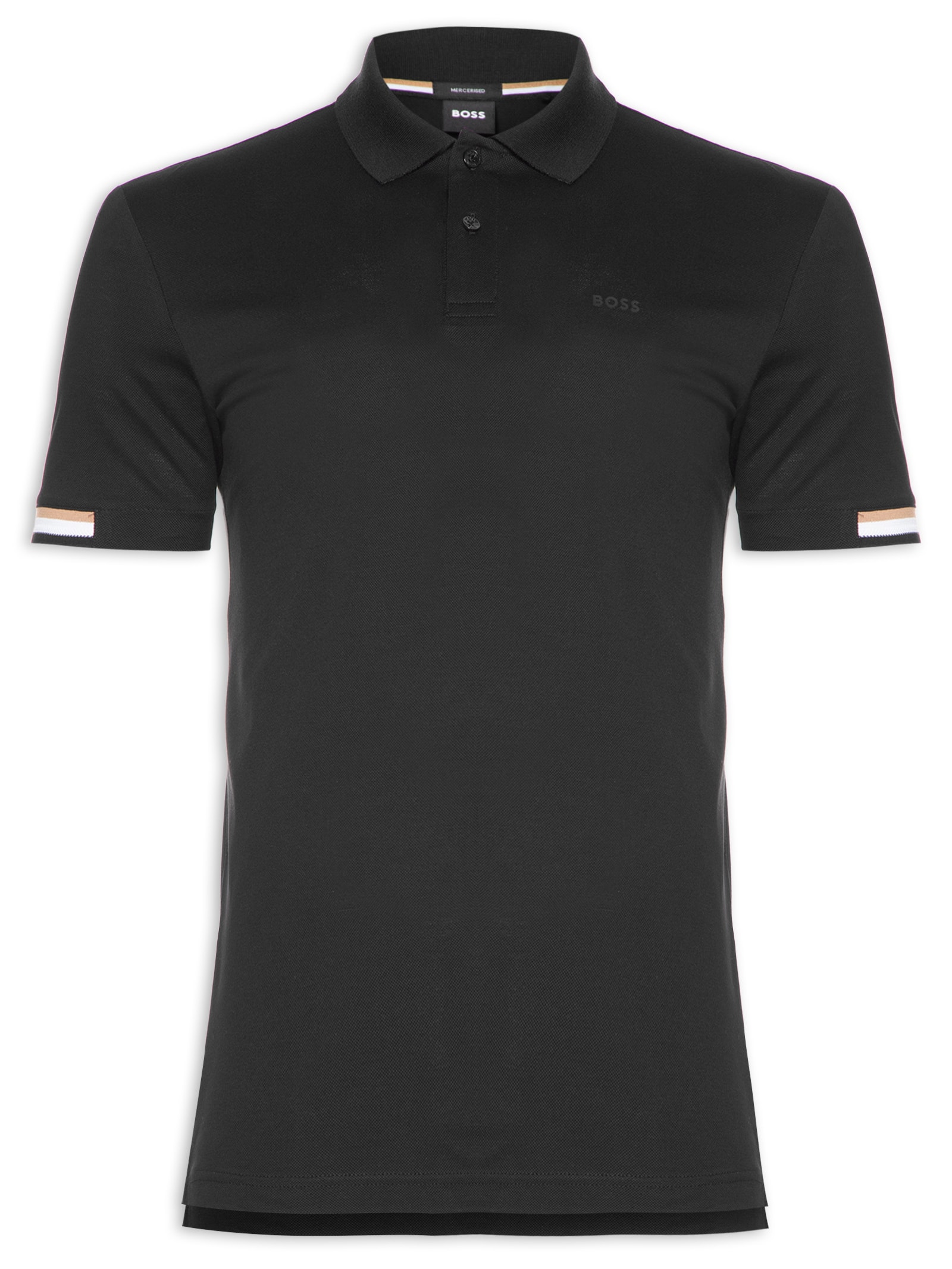 Polo Masculina Manga Curta com Friso Parlay 147 Preto Boss