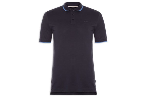 Polo Masculina Manga Curta com Friso Parlay - Azul