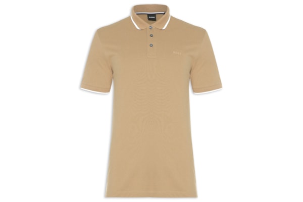 Polo Masculina Manga Curta com Friso Parlay  - Bege