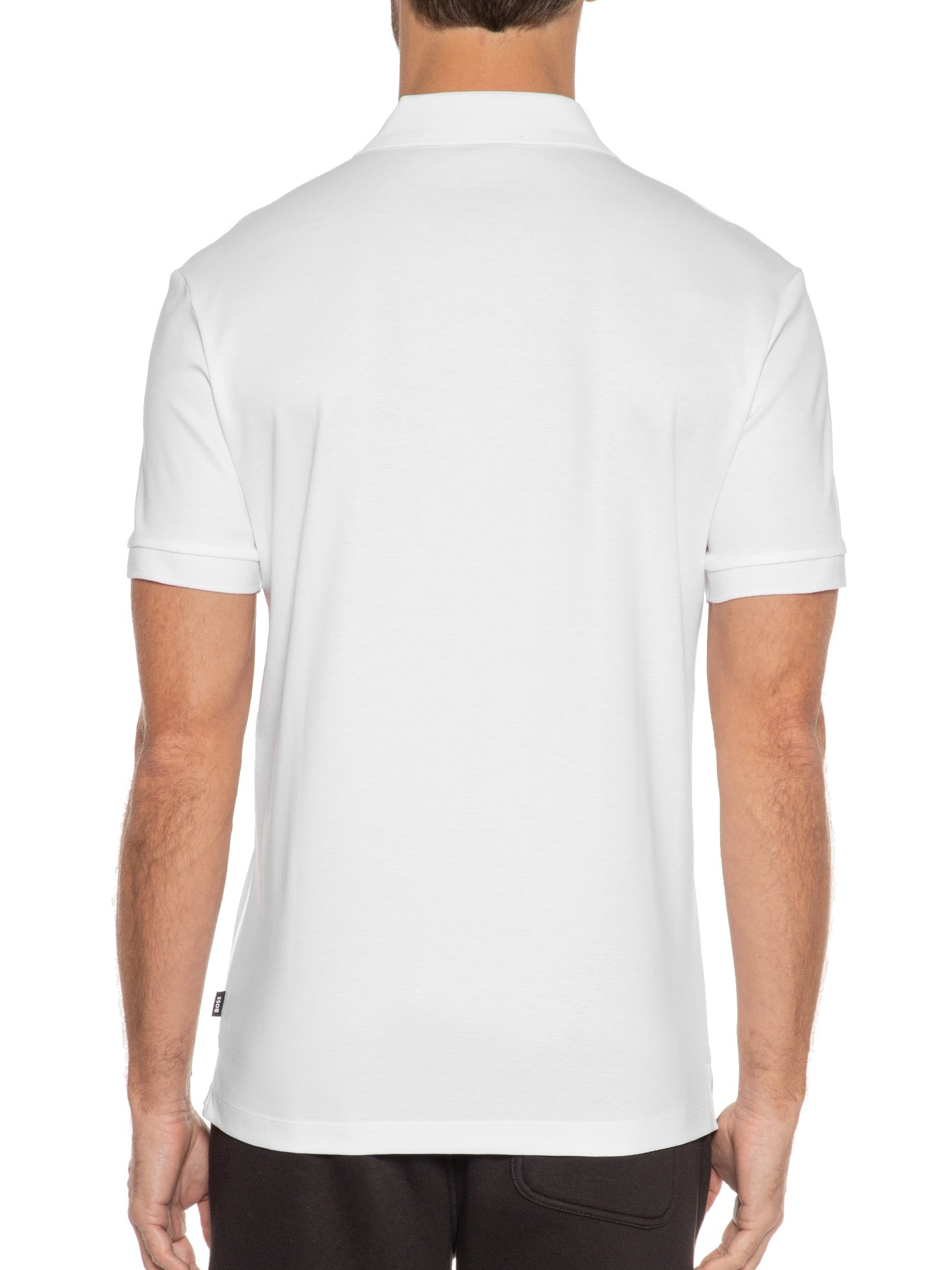 Polo Masculina Manga Curta com Friso Parlay Branco Boss