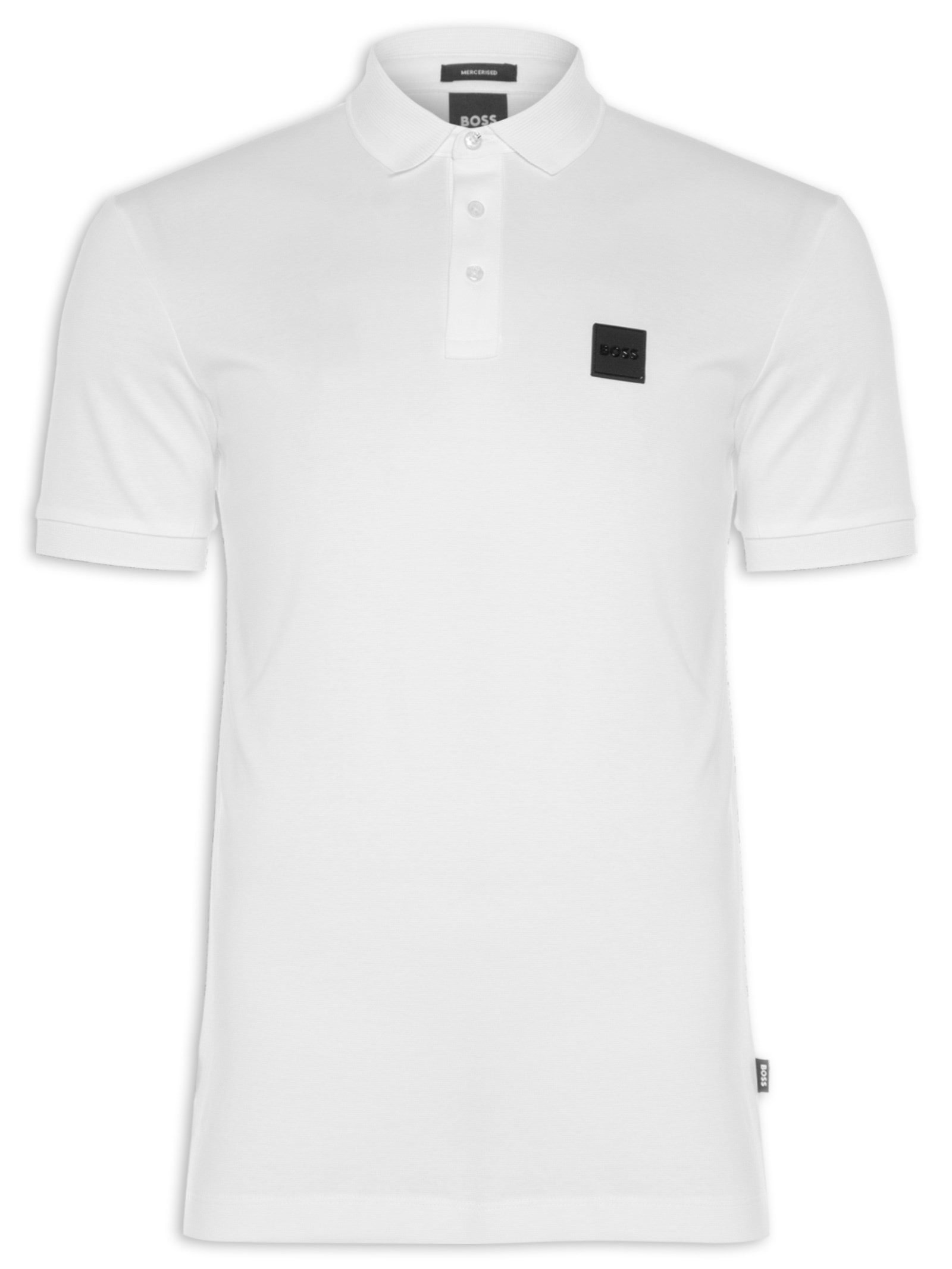 Polo Masculina Manga Curta com Friso Parlay Branco Boss