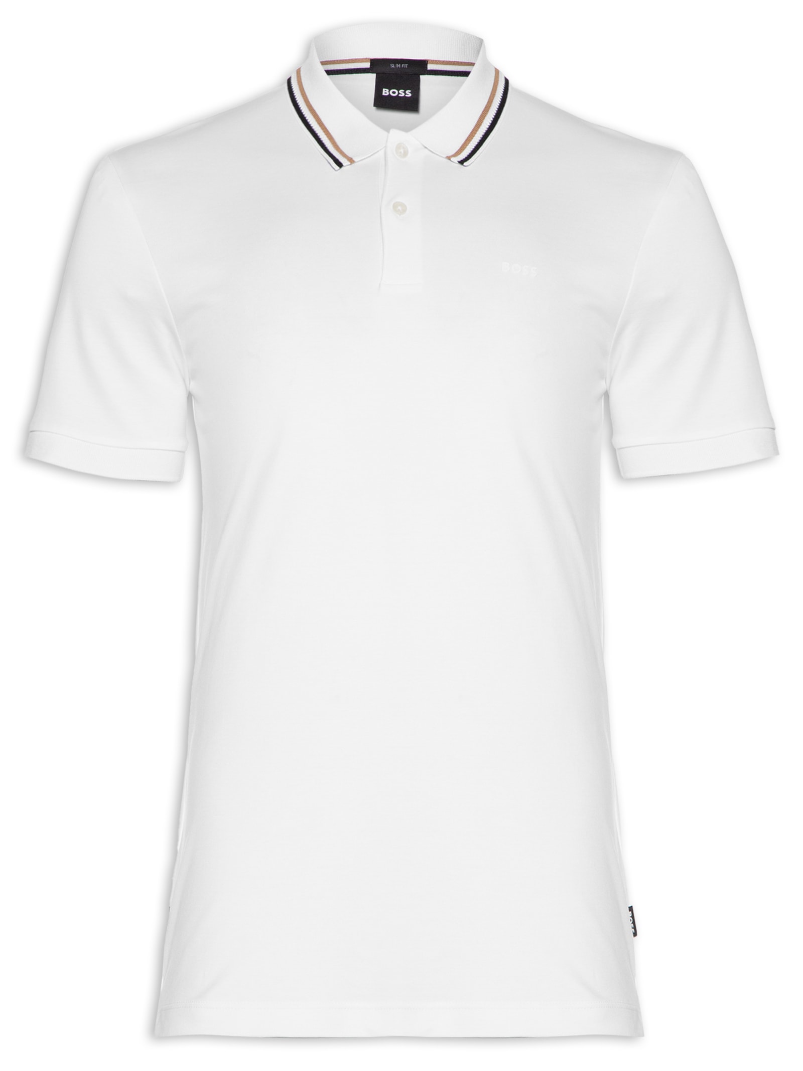 Polo Masculina Manga Curta com Friso Parlay Branco Boss
