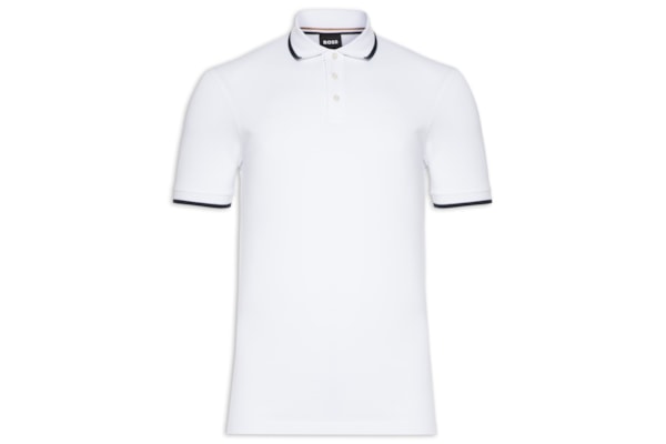 Polo Masculina Manga Curta com Friso Parlay - Branco