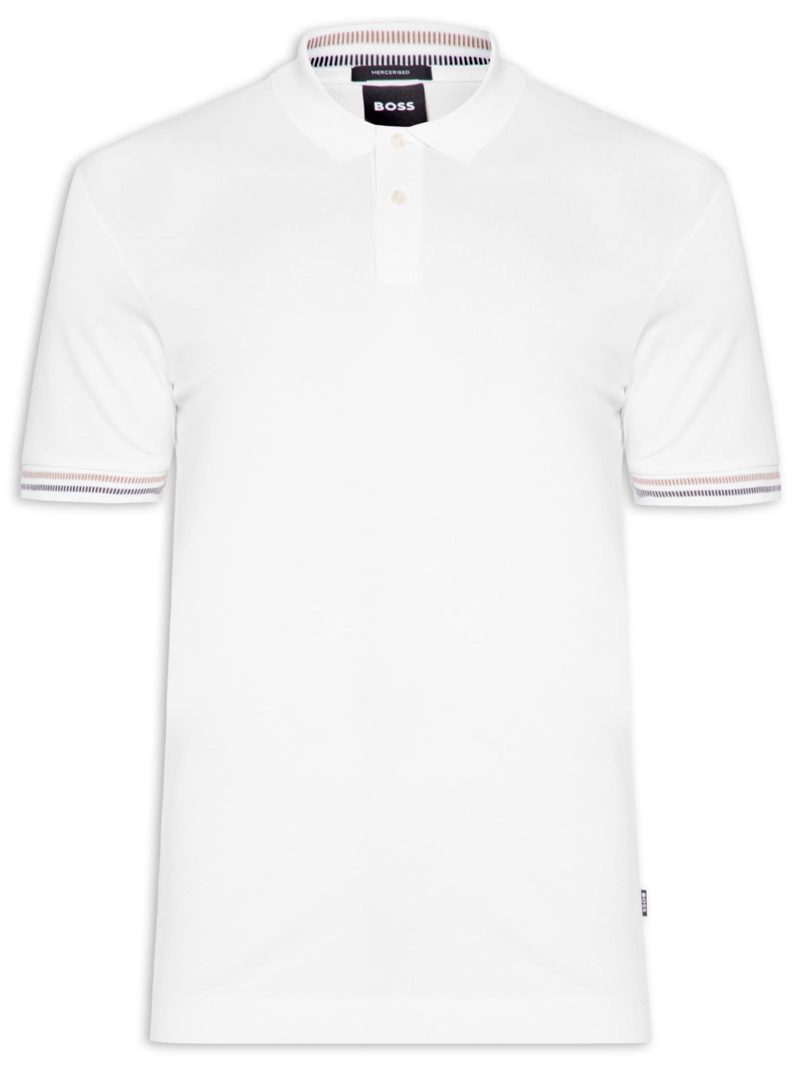 Polo Masculina Manga Curta com Friso Parlay Branco Boss