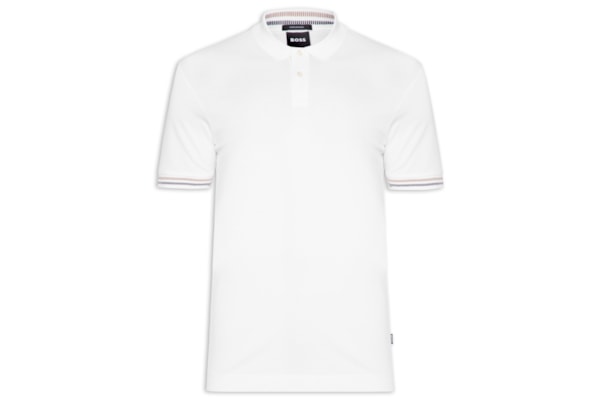 Polo Masculina Manga Curta com Friso Parlay - Branco